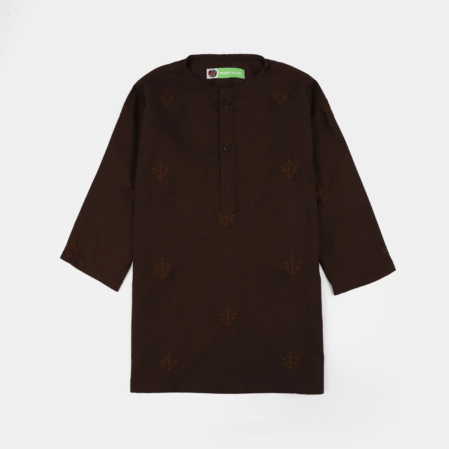 Infant Boys Poly Viscose Kurta Pajama (Choco) - Brown - Image 6