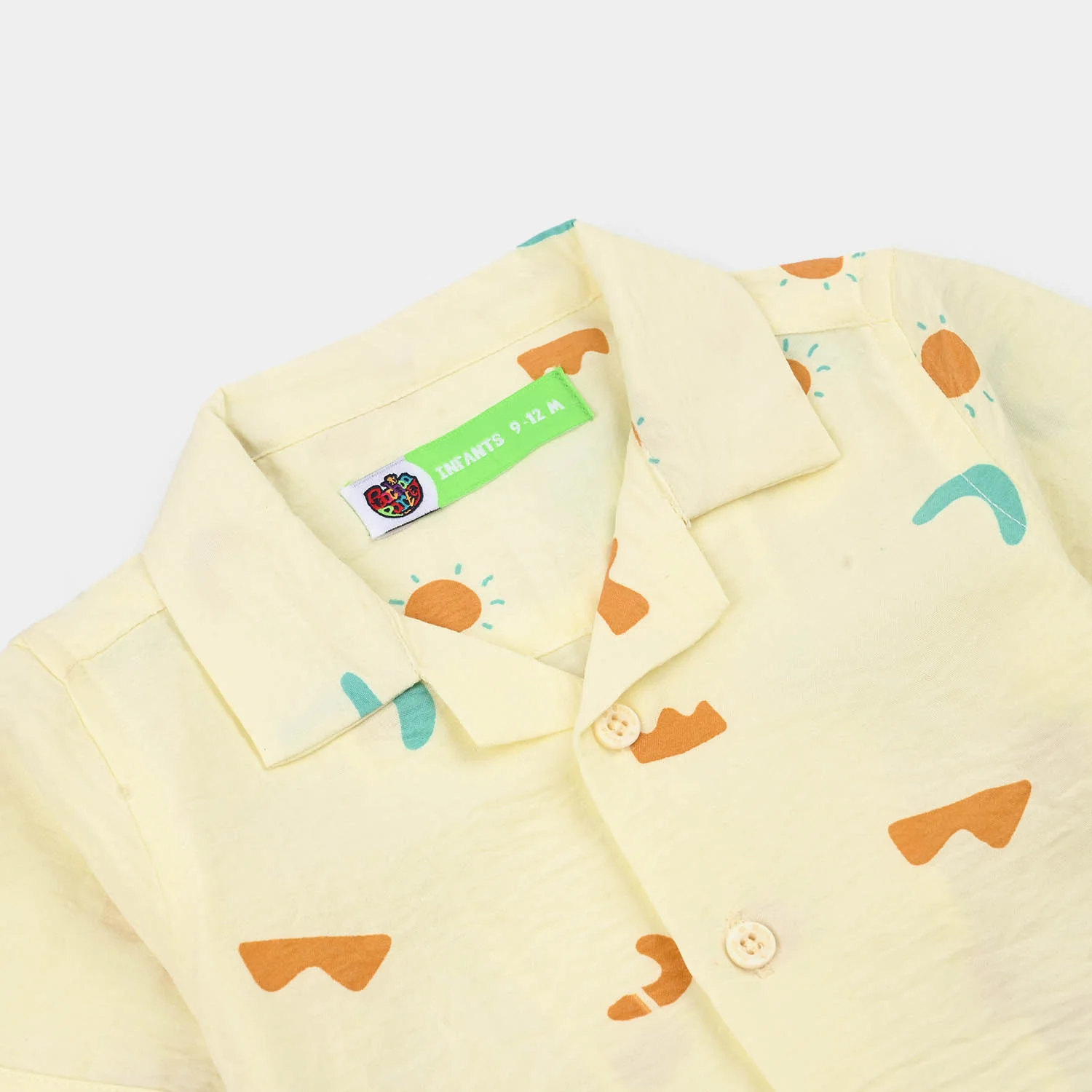 Infant Boys Linen Viscose Nightwear-Shapes-Off.White - Image 3