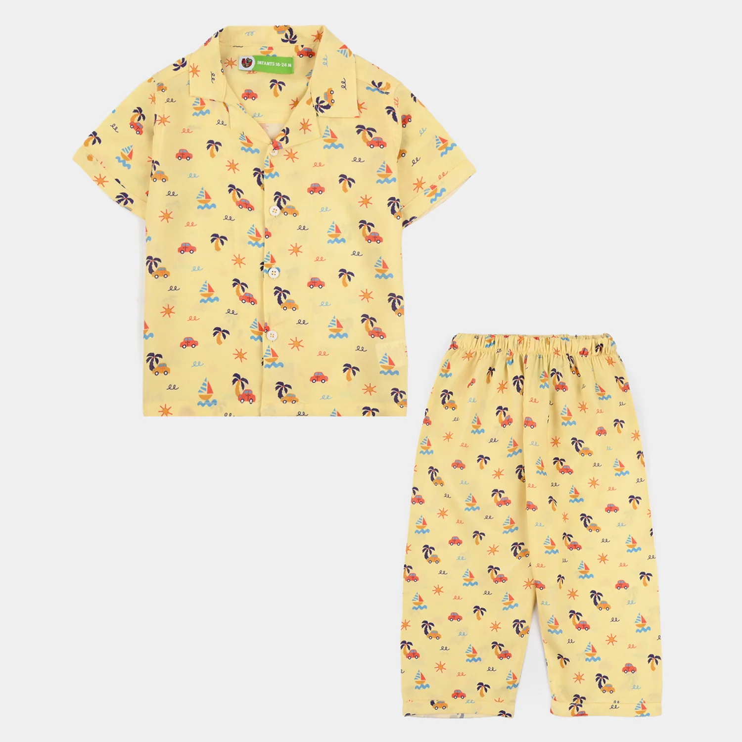 Infant Boys Viscose Nightwear (Beach Vibes) - Yellow