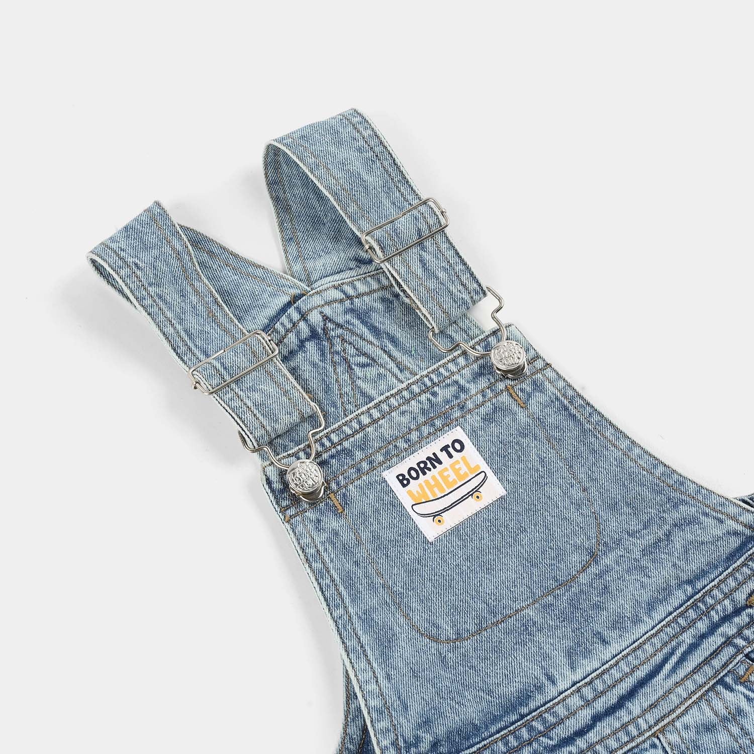 Infant Boys Denim Overall (Born to Wheel) - Mid Blue - Image 2