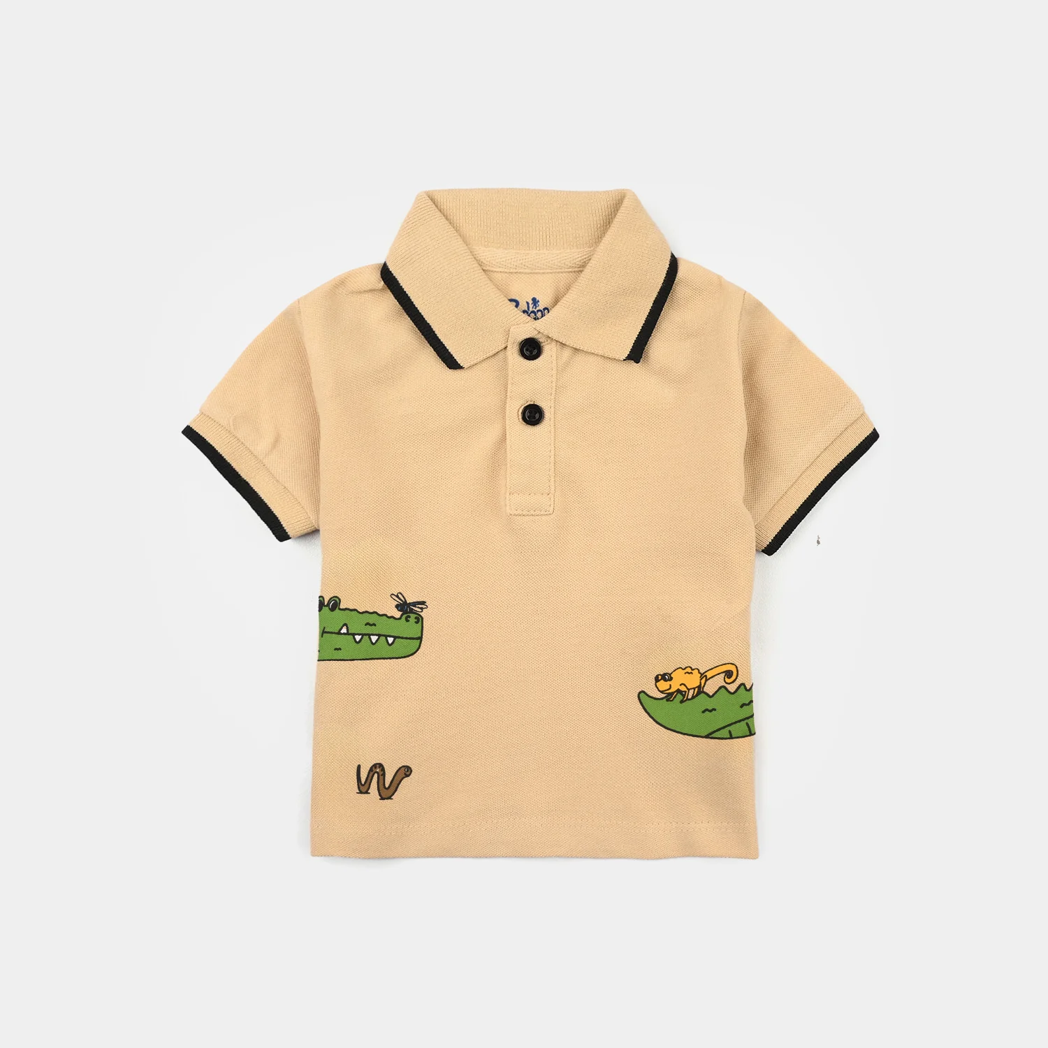 Infant Boys Cotton PK Polo (Crocodile) - Warm Sand