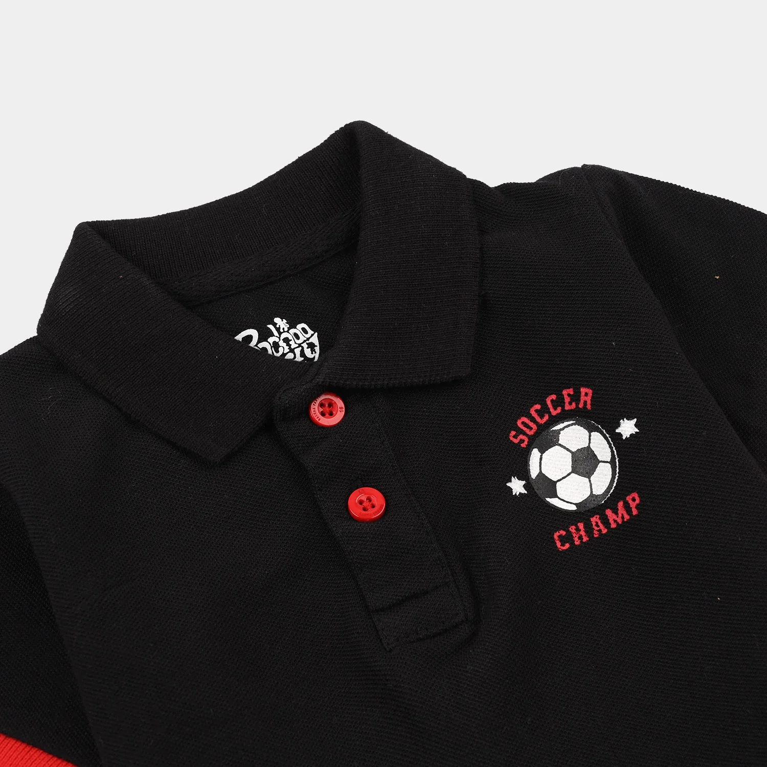 Infant Boys Cotton PK Polo (Soccer Champ) - Jet Black - Image 2