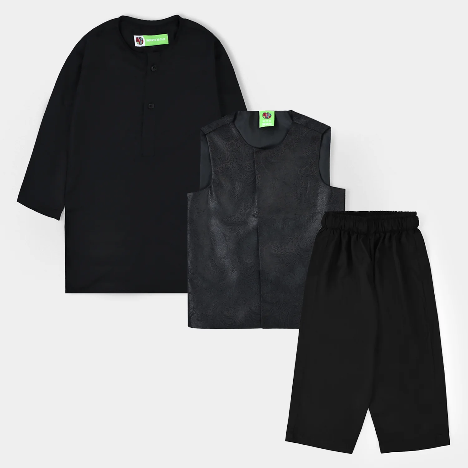 Infant Boys Poly Viscose 3 Piece Suit (Black Blended)