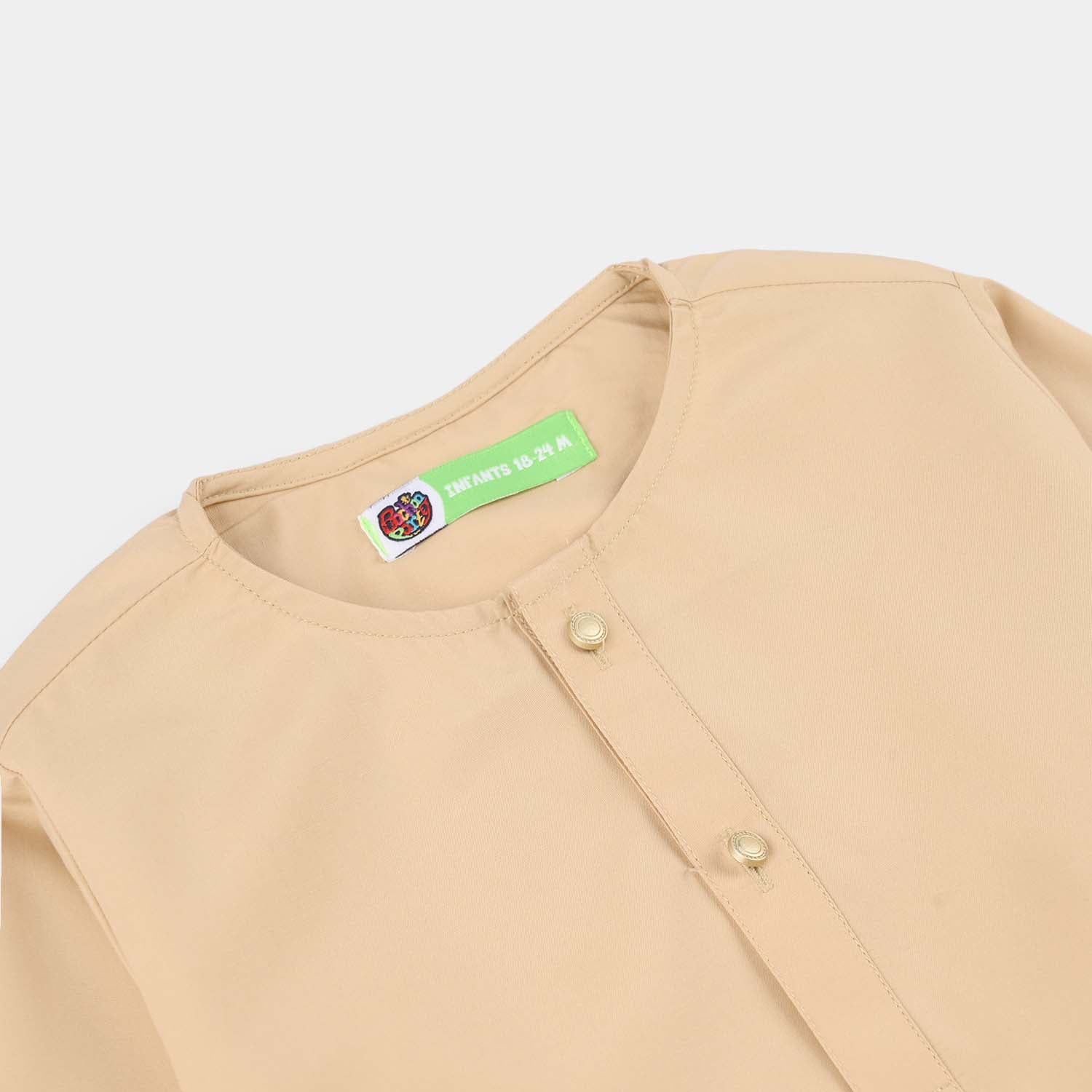 Infant Boys Poly Viscose Kurta Pajama - Beige - Image 3