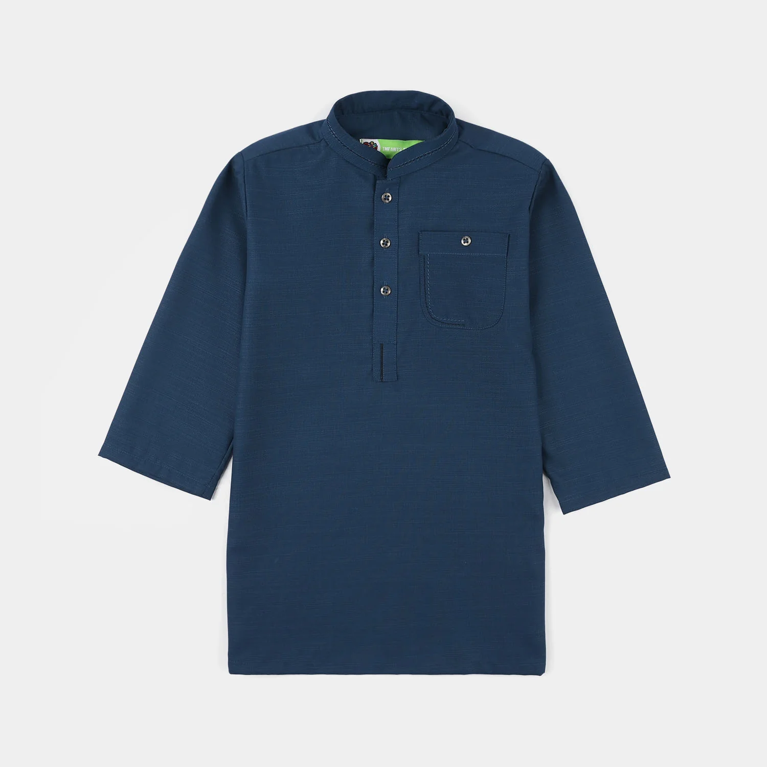 Infant Boys Poly Viscose Kurta Pajama (Cut N Sew) - Teal Blue - Image 3