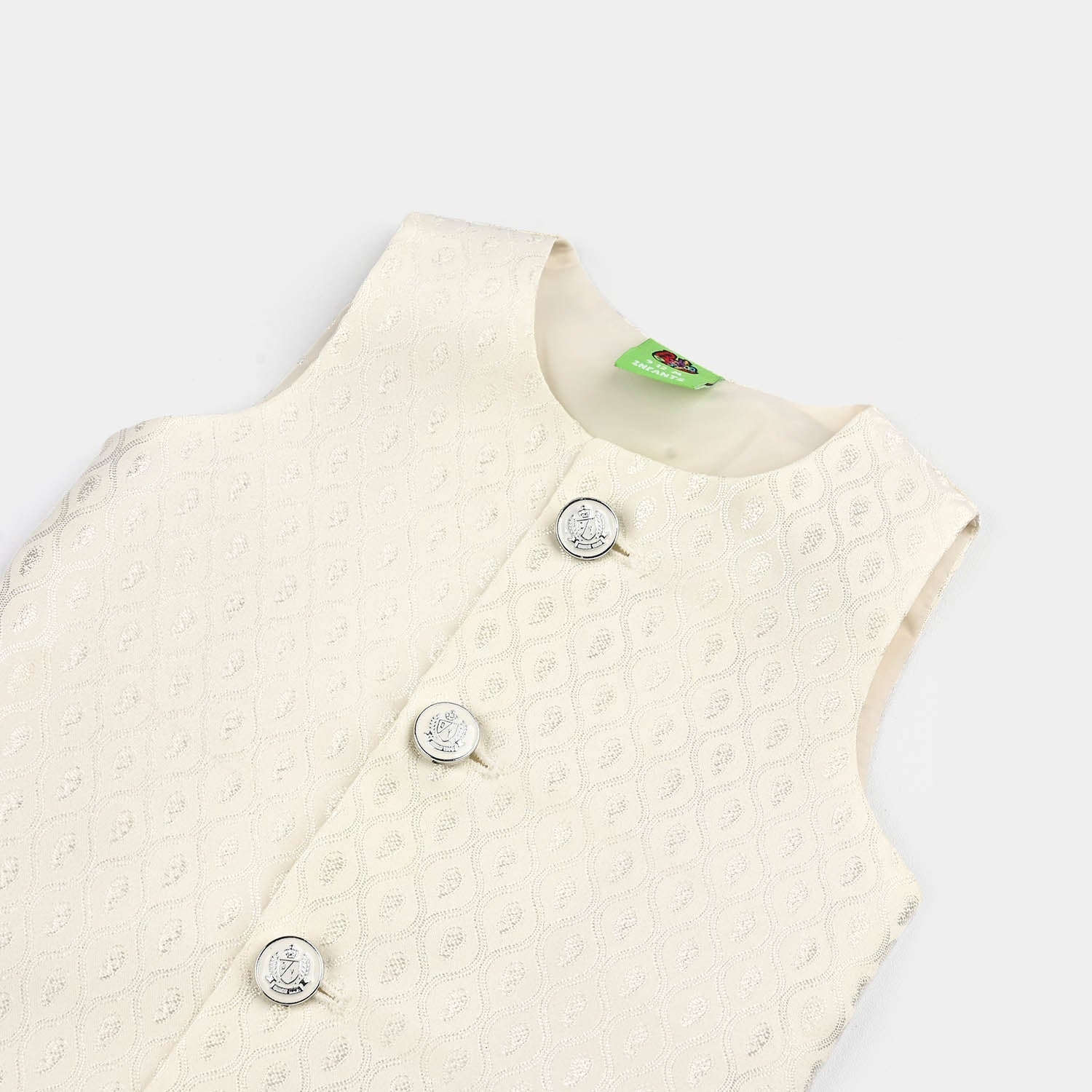 Infant Boys Poly Viscose Waistcoat (Blended) - Off White - Image 2