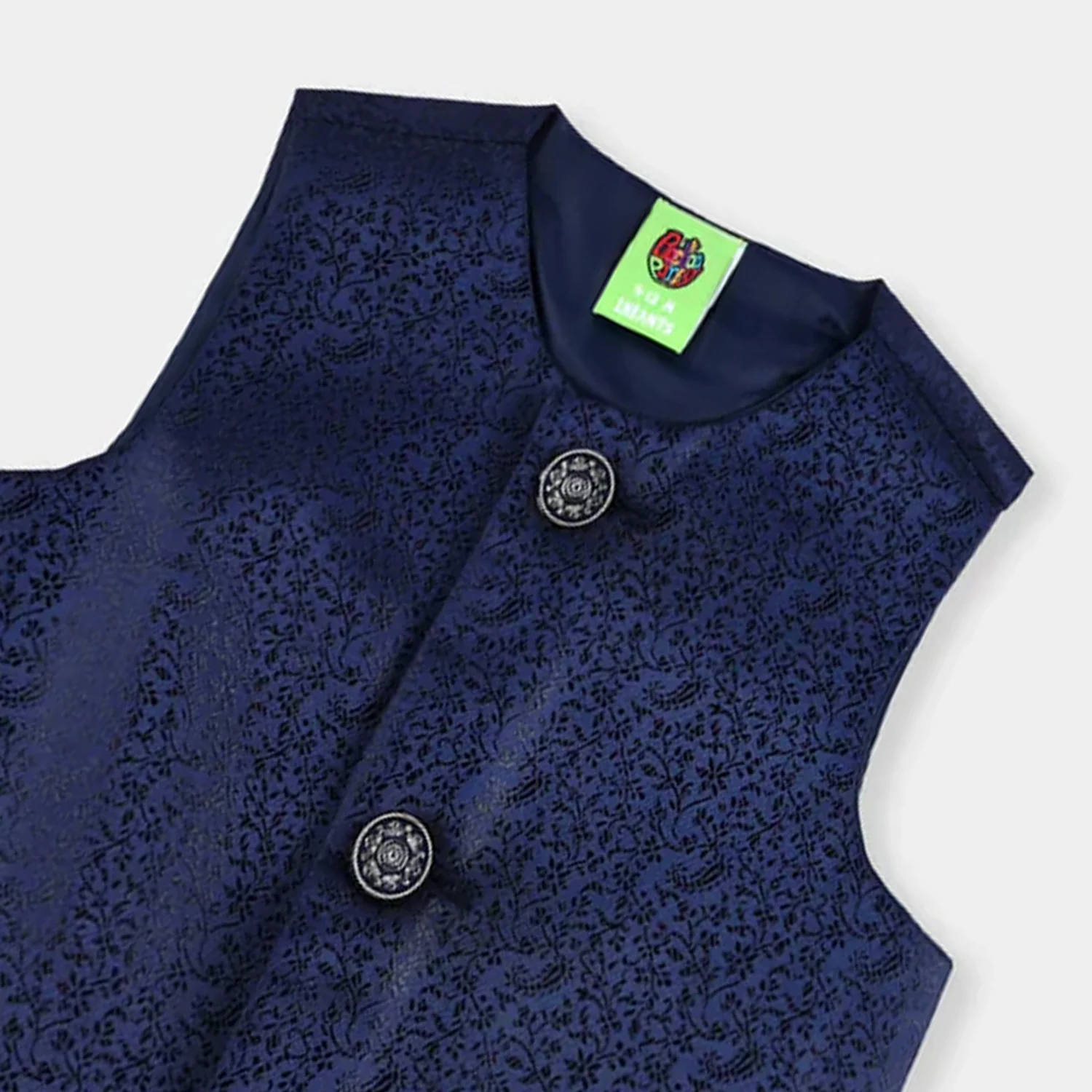 Infant Boys Poly Viscose Waistcoat - Navy - Image 2