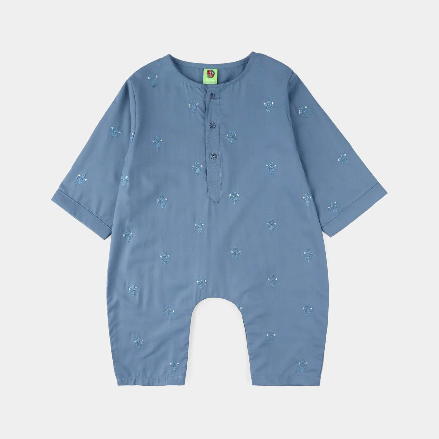 Infant Boys Poly Viscose Woven Romper - Blue Hues/Blue