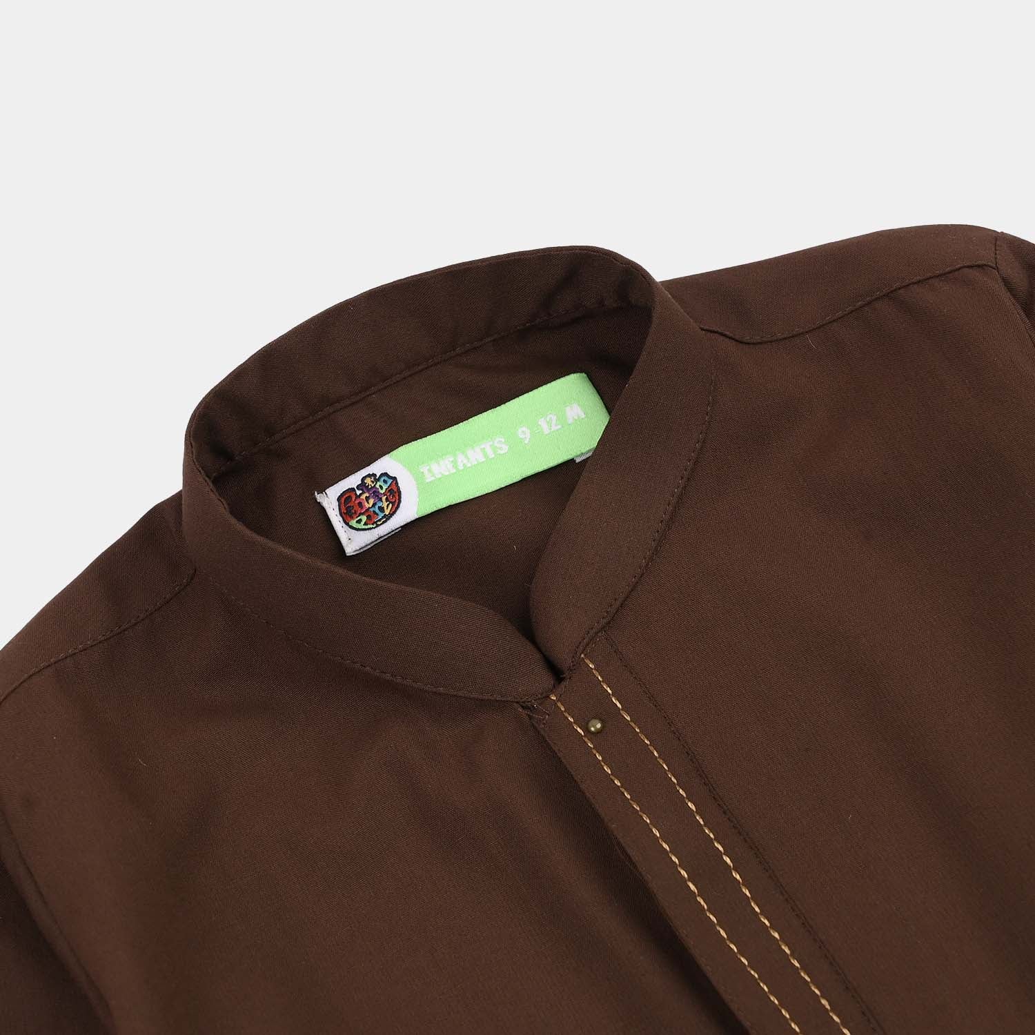 Infant Boys Poly Viscose 2Piece (Honey Mustard)-BROWN - Image 3