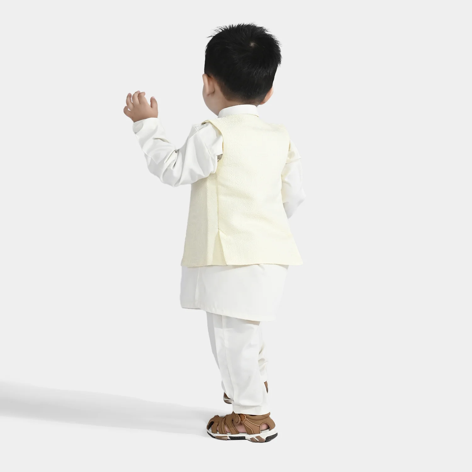 Infant Boys Poly Viscose 3-Piece Suit (After Glow) - Off-White - Image 4