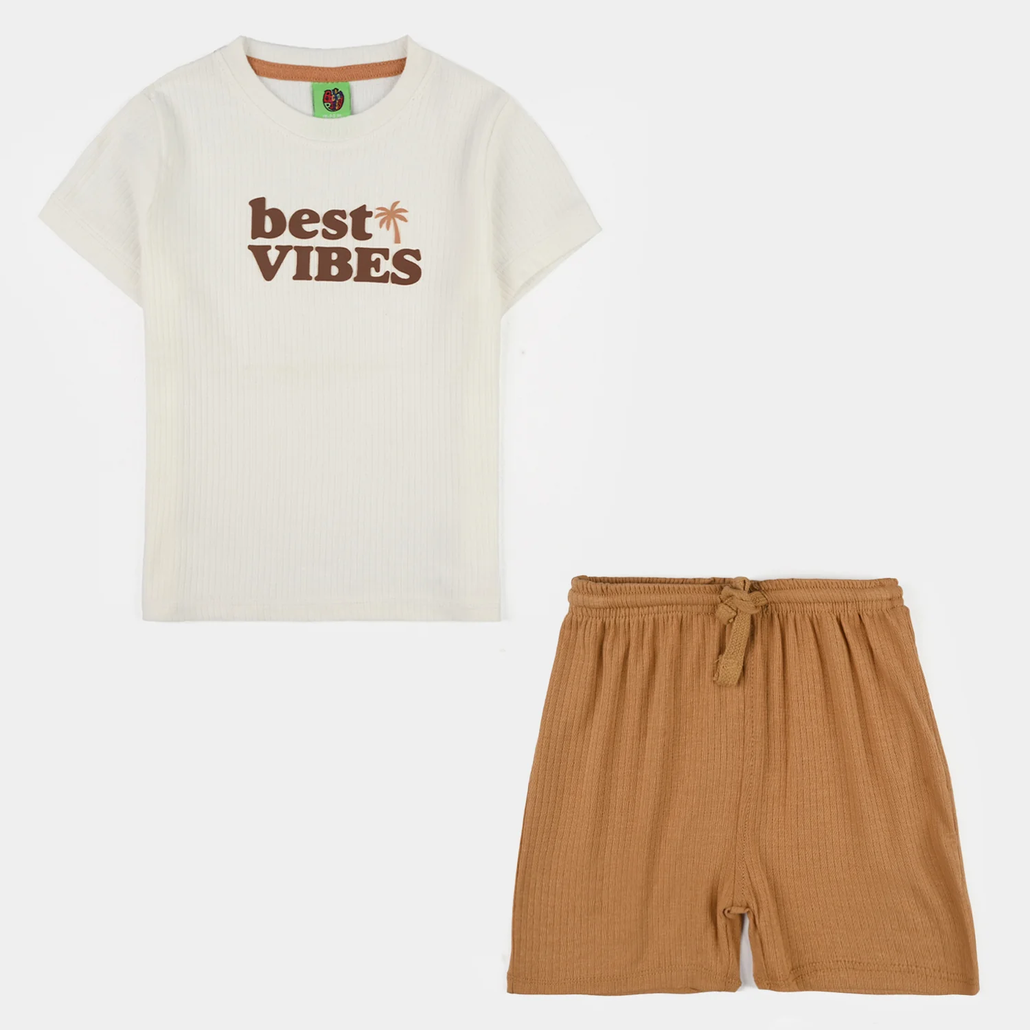 Infant Boys Poly Viscose Suit (Best Vibes) - White/Brown - Image 4