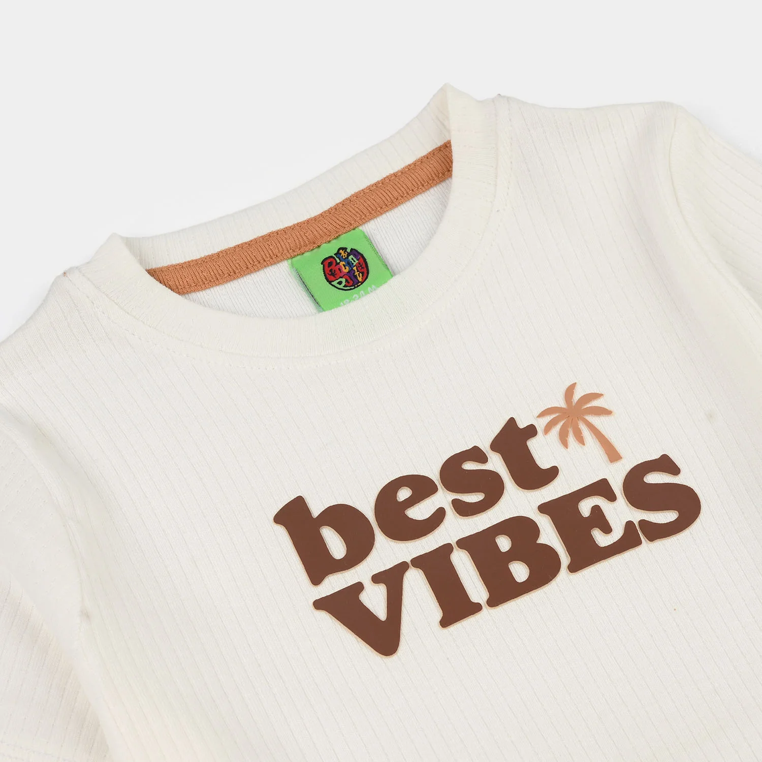 Infant Boys Poly Viscose Suit (Best Vibes) - White/Brown - Image 7