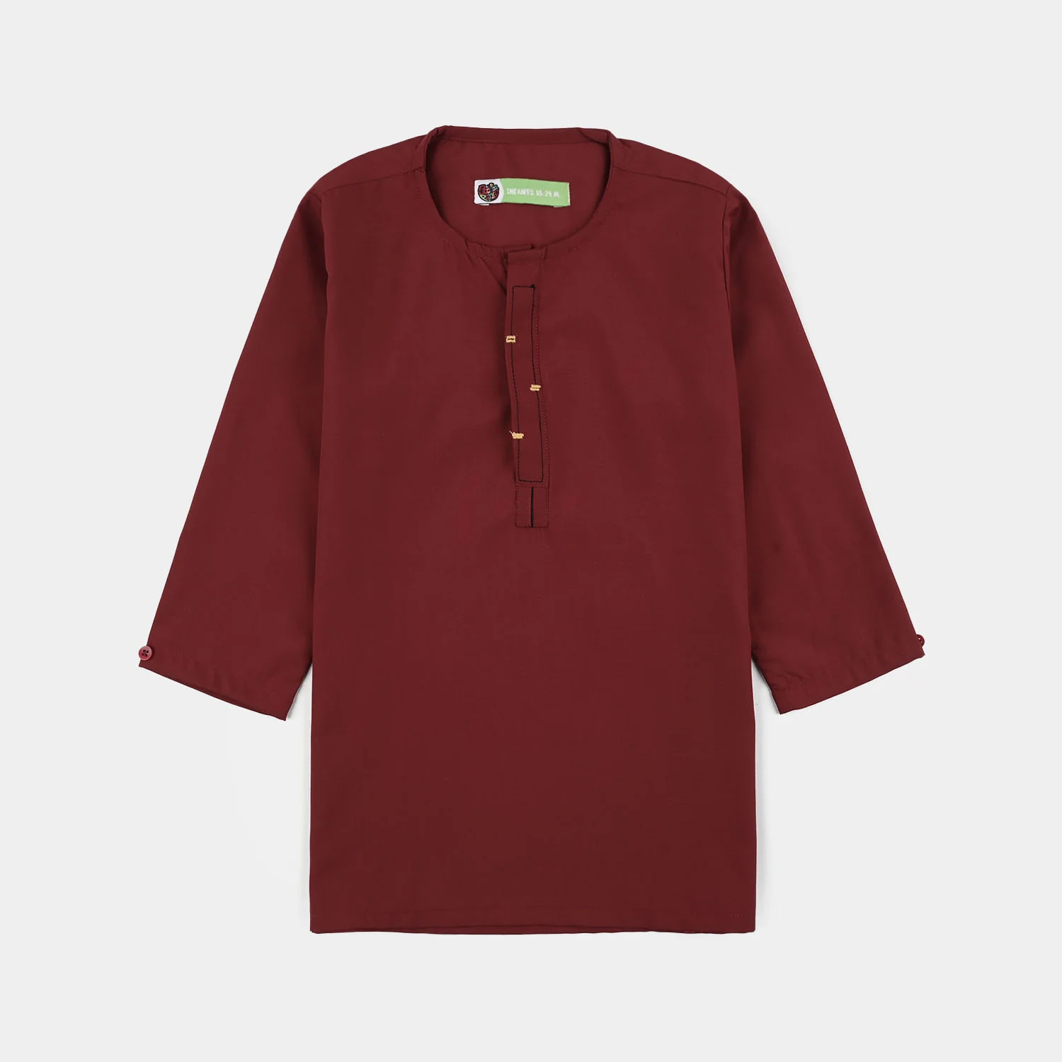 Infant Boys Poly Viscose Kurta Pajama (Cut Placket) -RED - Image 2
