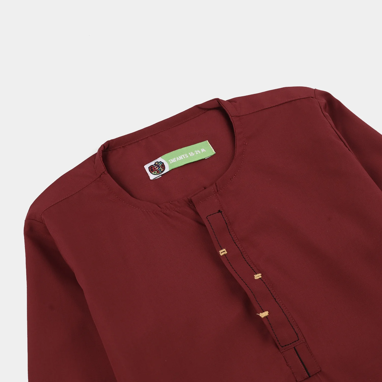 Infant Boys Poly Viscose Kurta Pajama (Cut Placket) -RED - Image 3