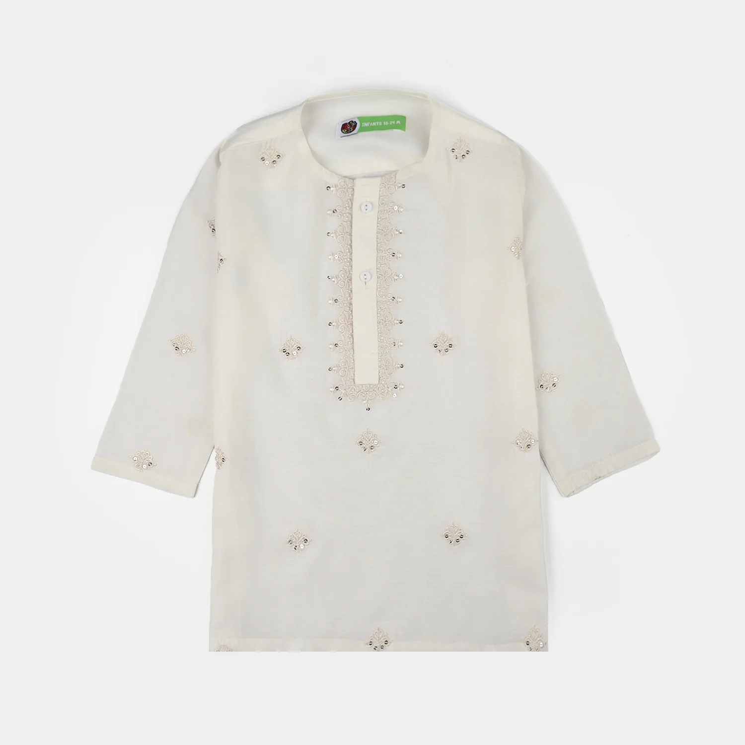Infant Boys Poly Viscose Kurta Pajama (Jagmag) - White - Image 2