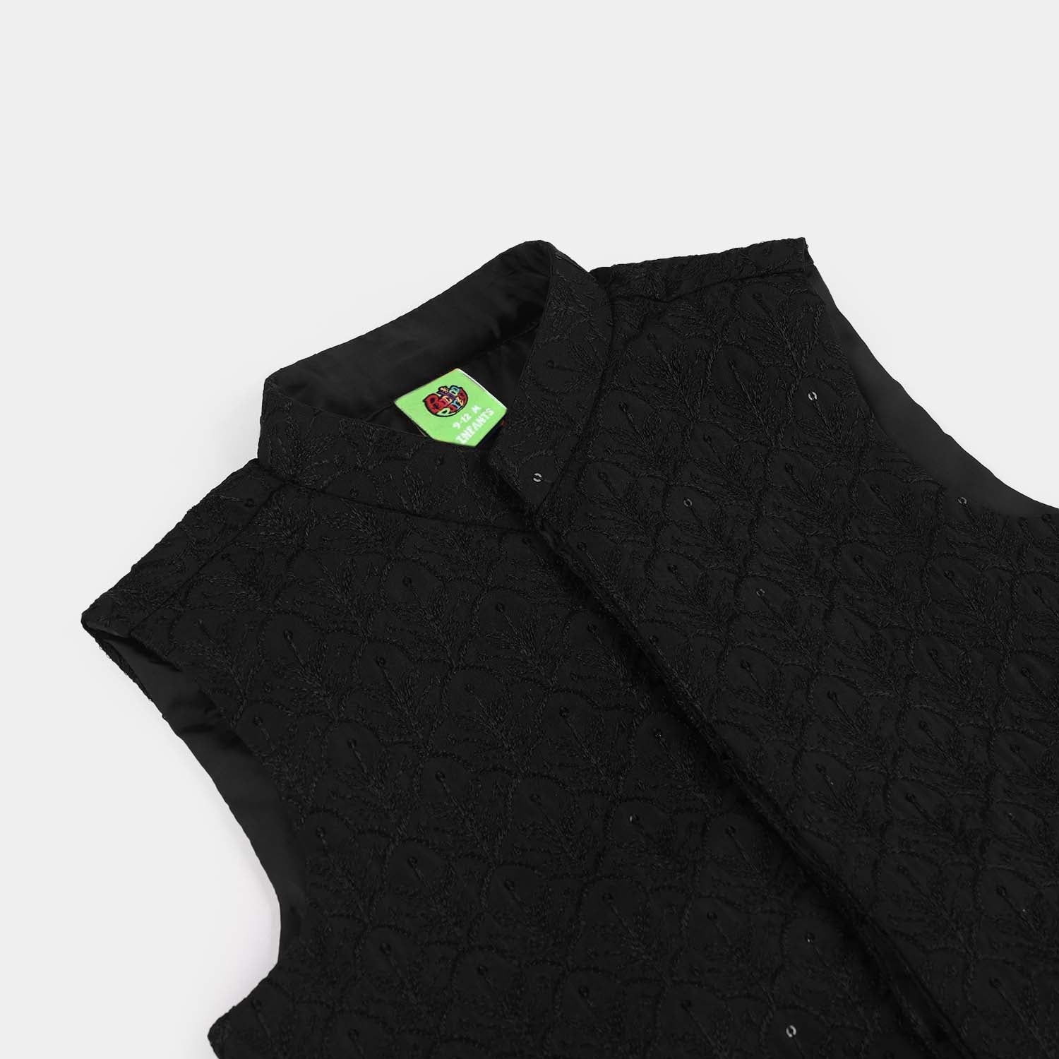 Infant Boys Poly Viscose Waistcoat (Charm)-BLACK - Image 3