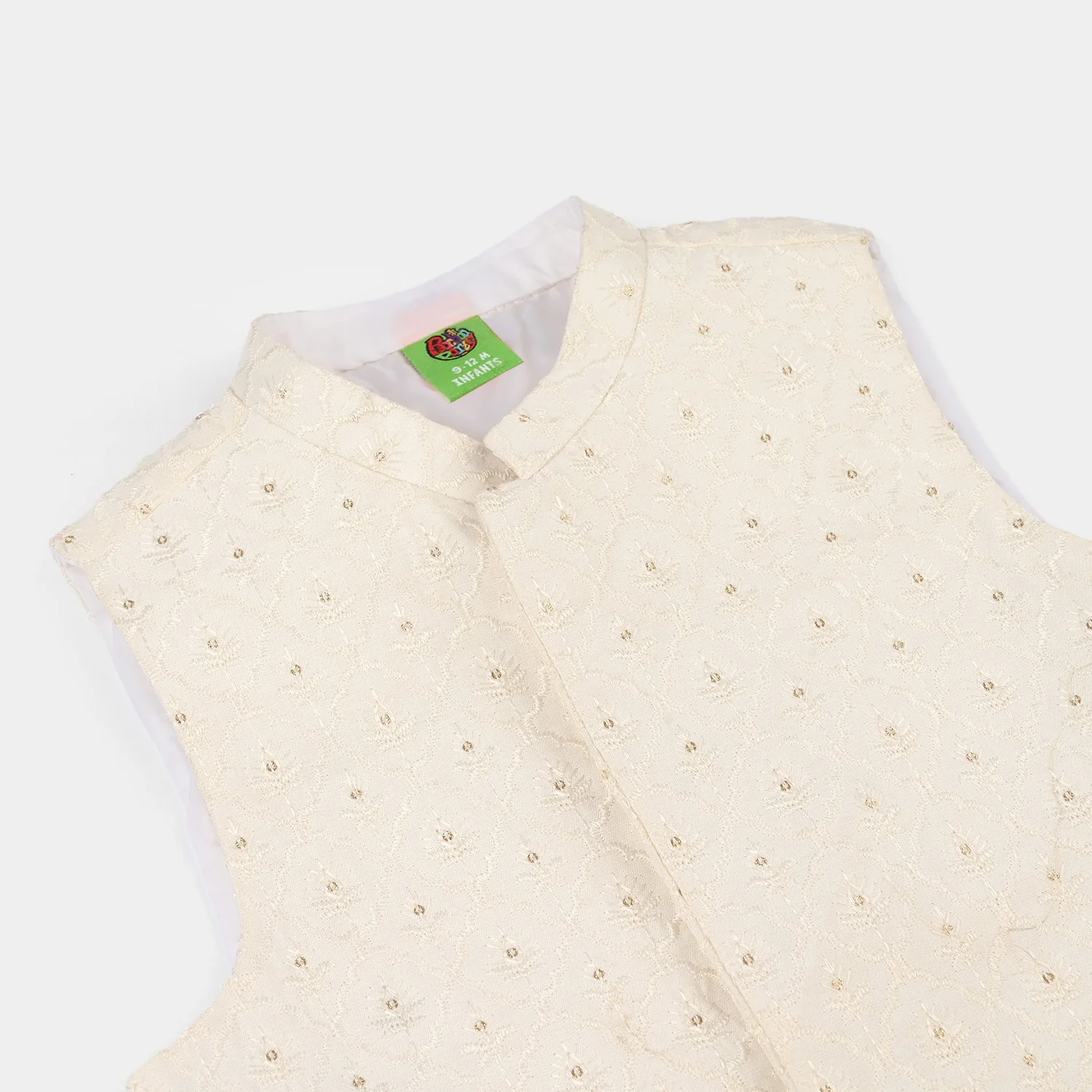 Infant Boys Poly Viscose Waistcoat (Elegant)-WHITE - Image 2
