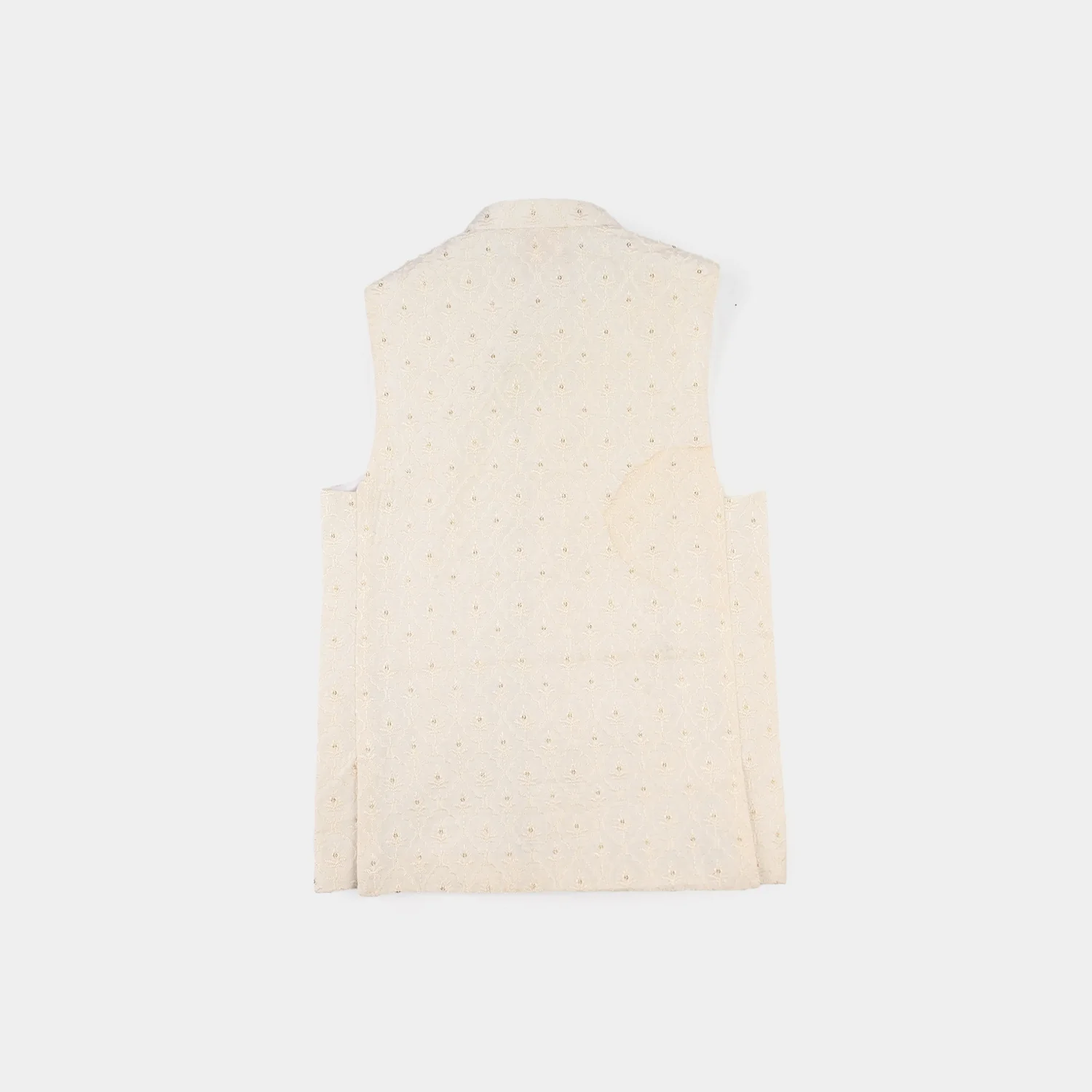 Infant Boys Poly Viscose Waistcoat (Elegant)-WHITE - Image 4