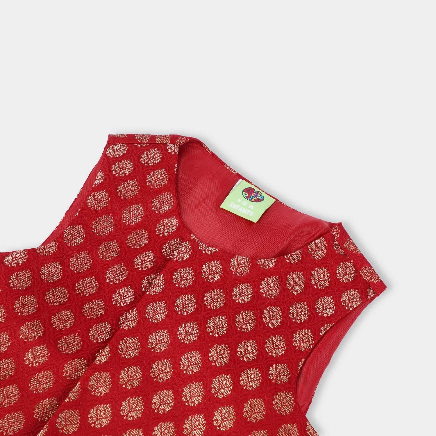Infant Boys Poly Viscose Waistcoat (Golden Lurex) - Red - Image 2