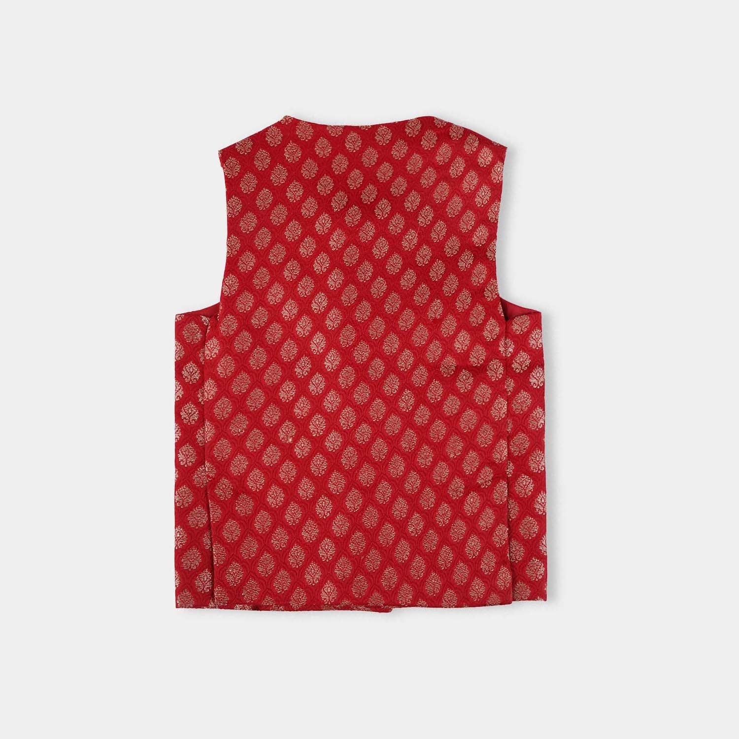 Infant Boys Poly Viscose Waistcoat (Golden Lurex) - Red - Image 3