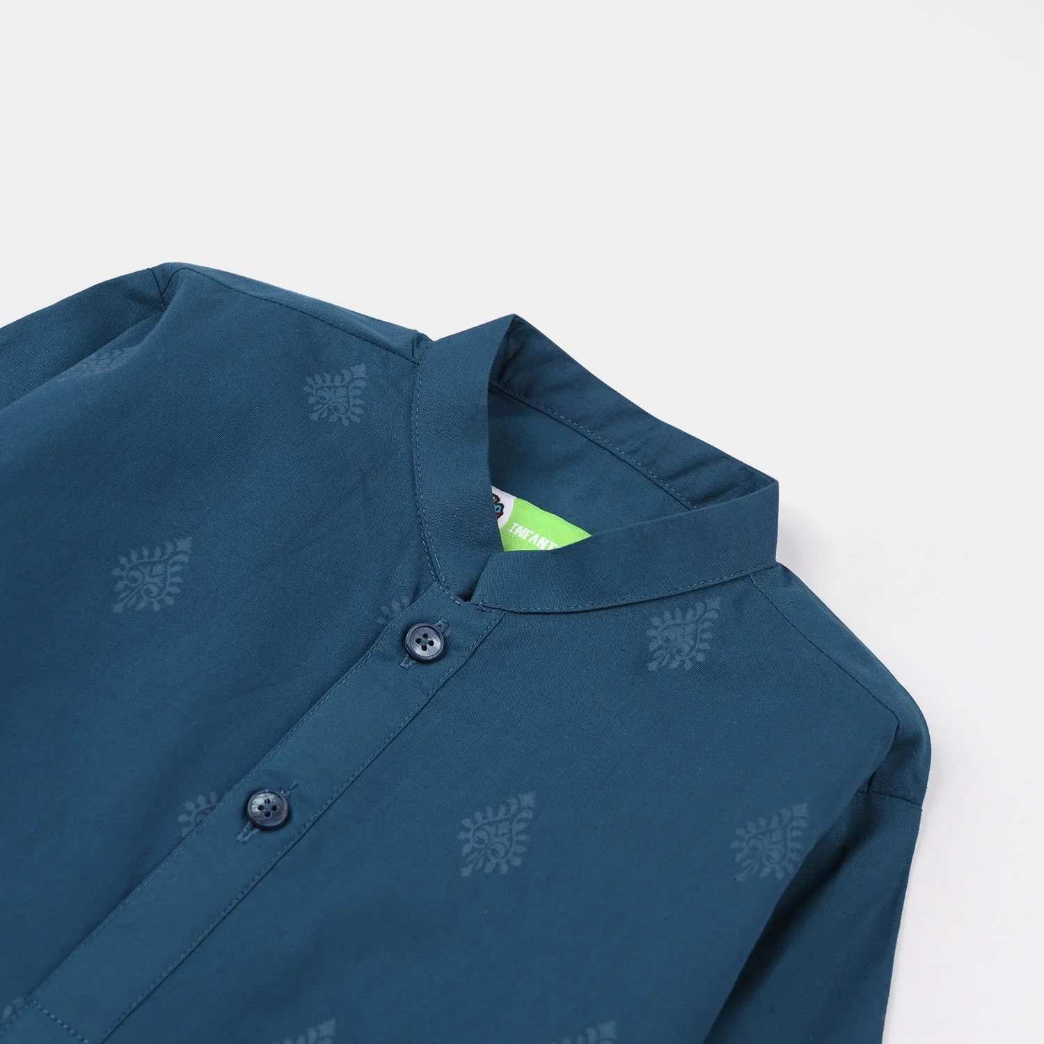 Infant Boys Poplin Printed Kurta - Green - Image 2