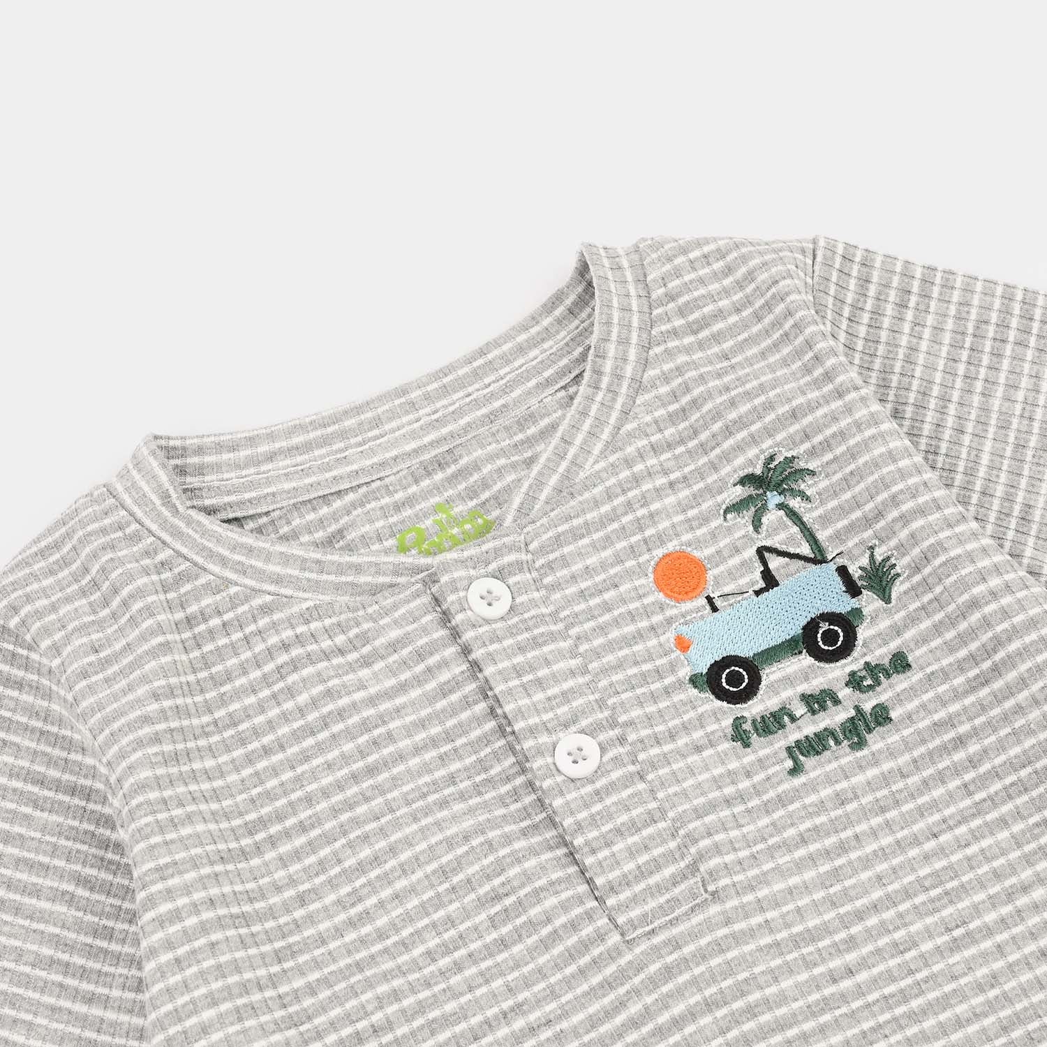 Infant Boys Rib Romper – Grey - Image 2