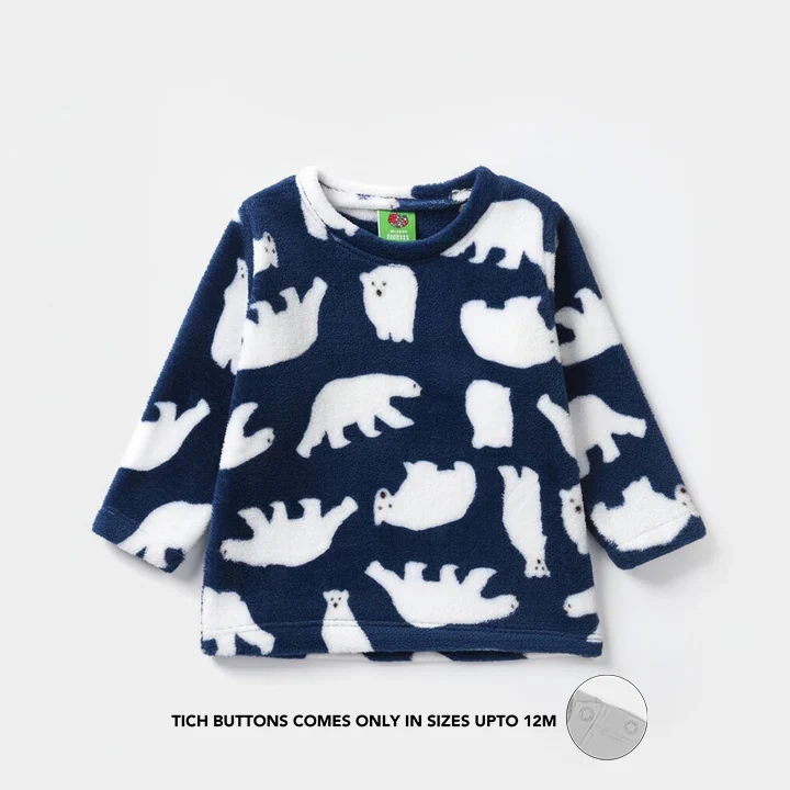 Infant Boys Sherpa 2 Piece Suit Bear - Navy - Image 2