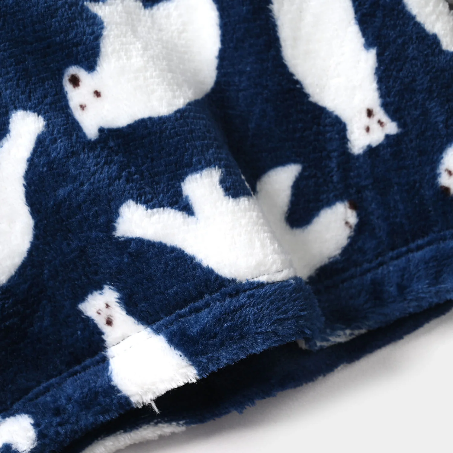 Infant Boys Sherpa 2 Piece Suit Bear - Navy - Image 4