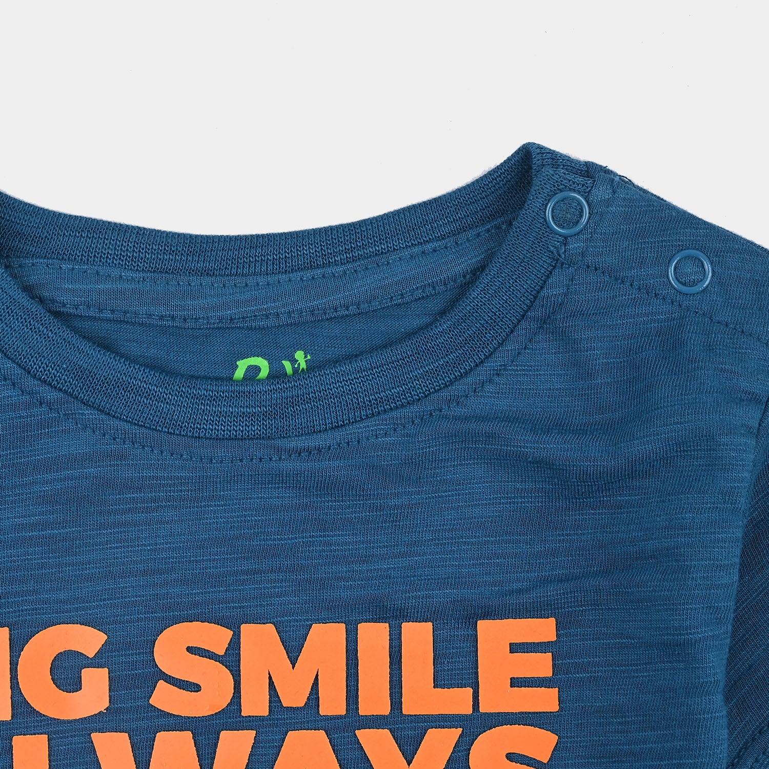 Infant Boys Slub Jersey T-Shirt Big Smile-BLUE - Image 3