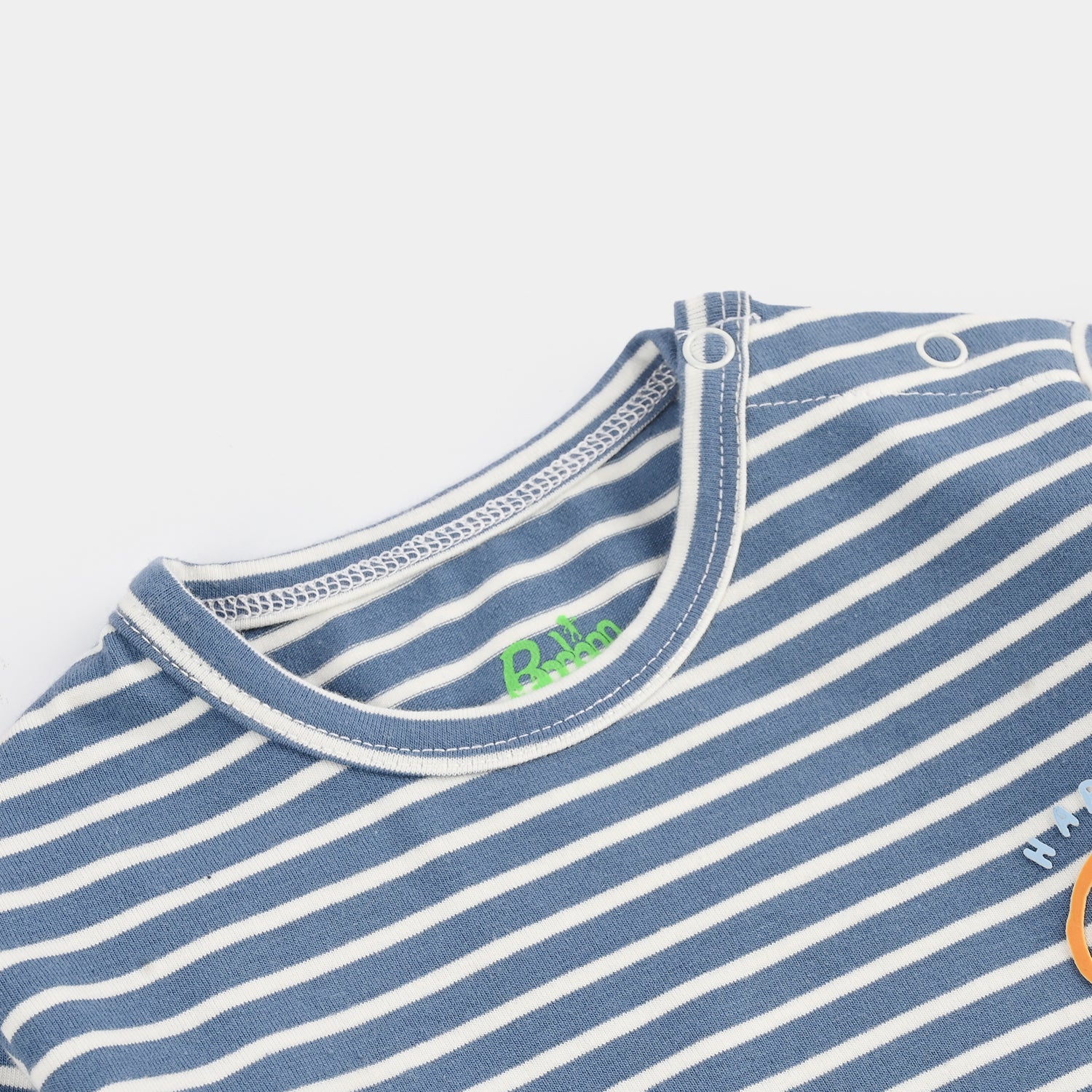 Infant Boys Yarn dyed jersey T-Shirt Happy Thoughts-Blue - Image 3