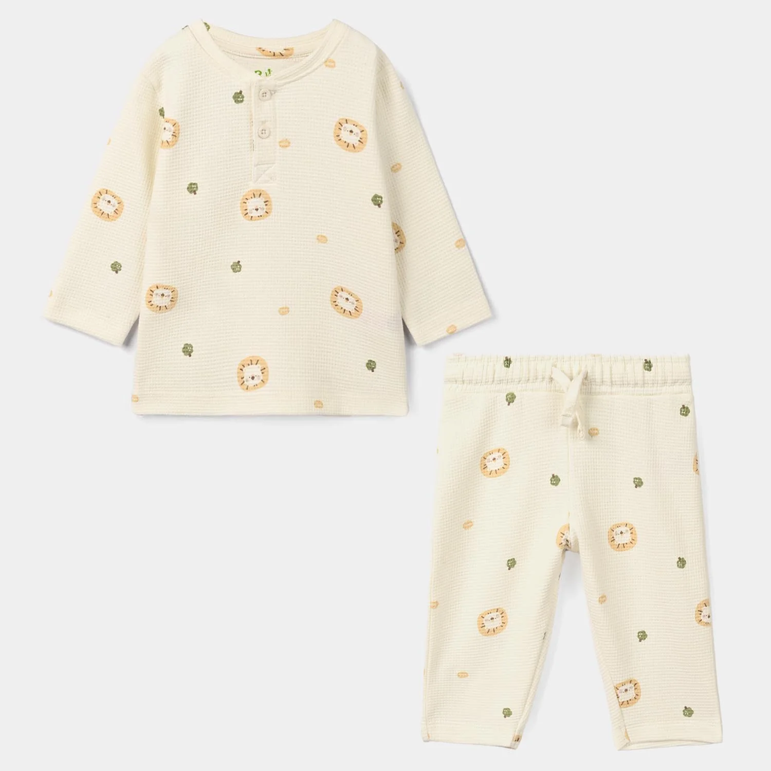 Infant Boys Thermal 2Pcs Suit Roar Me- Off-White