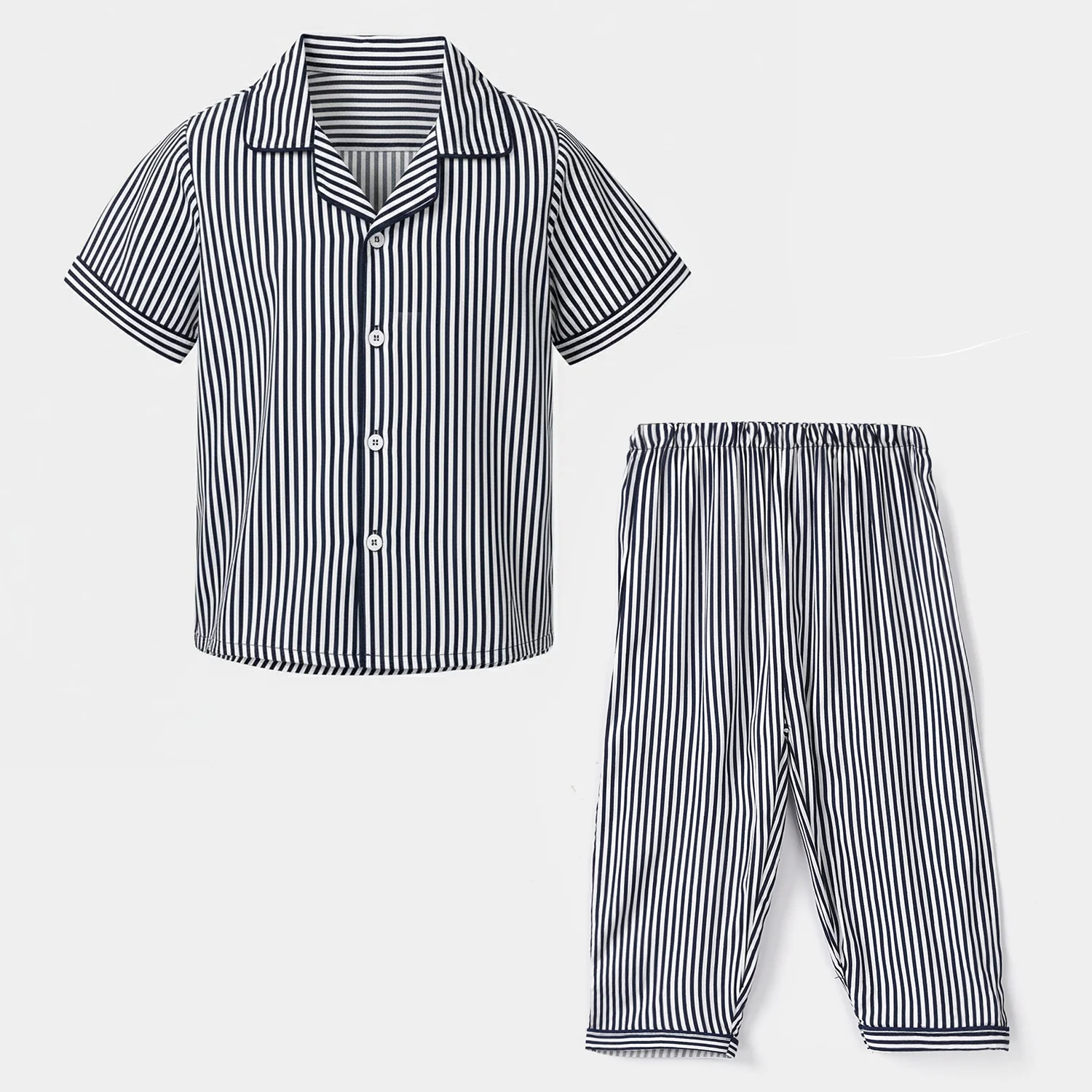 Infant Boys Viscose Nighwear-Navy Stripes-Nvy.White