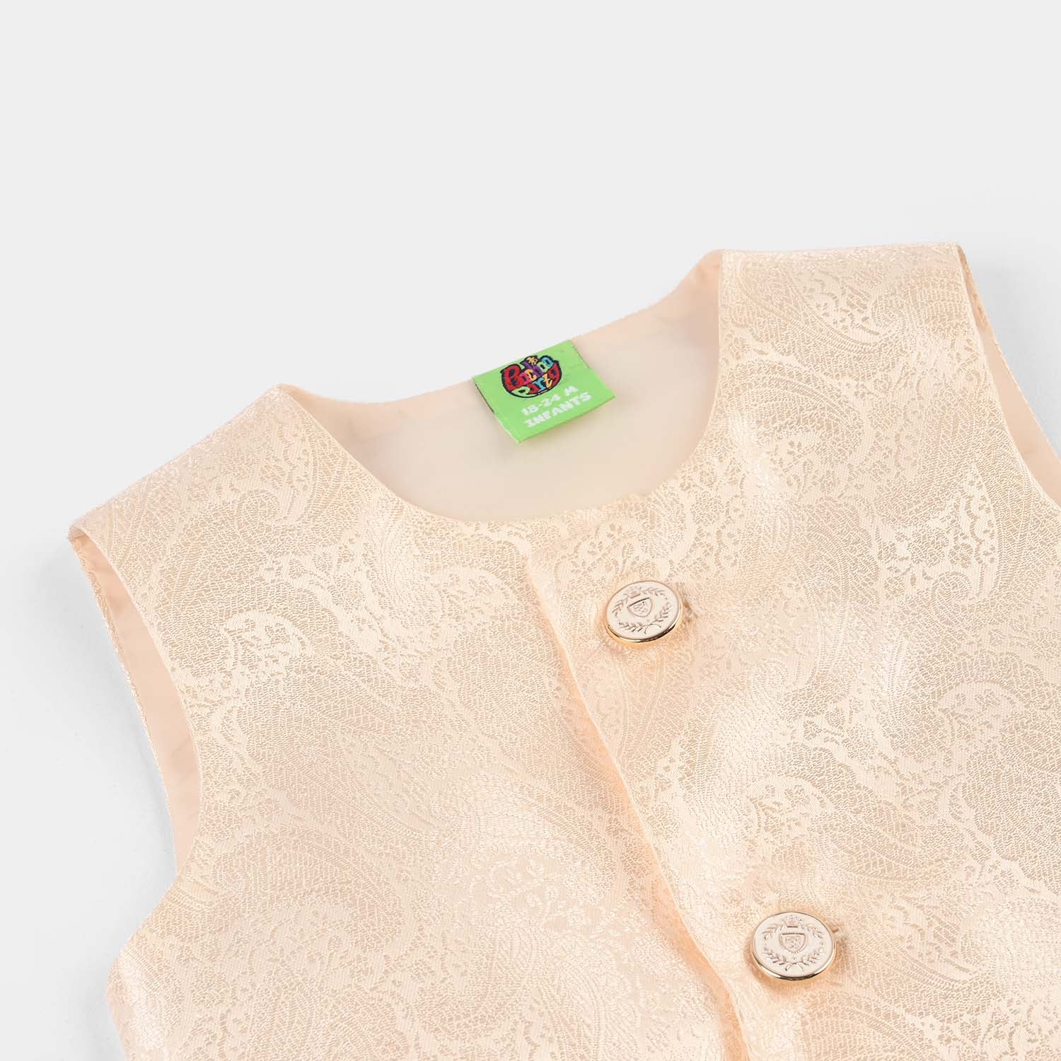 Infant Poly Viscose Boys Waistcoat - Off White - Image 2