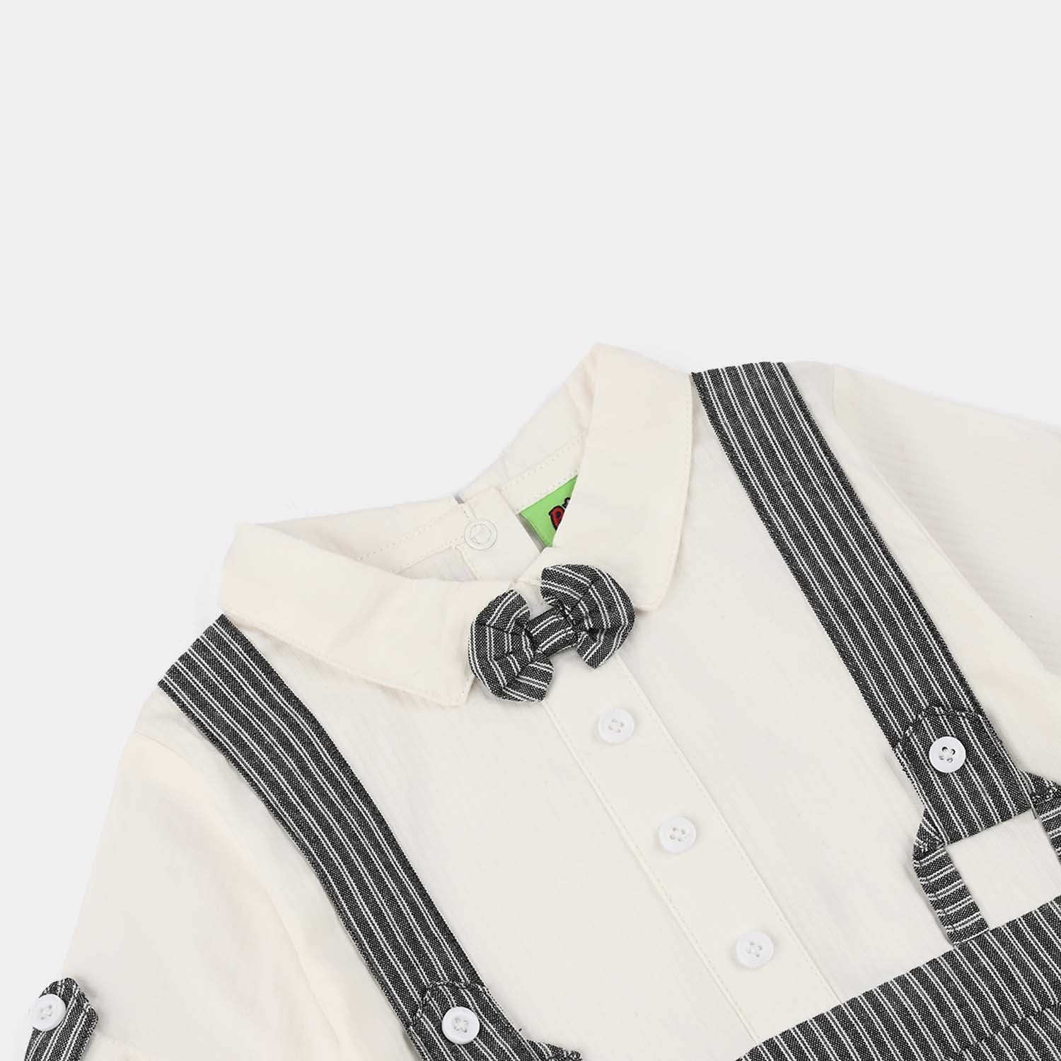 Infant Boys Yarn Dyed Romper (Stripes) - Black/White - Image 2