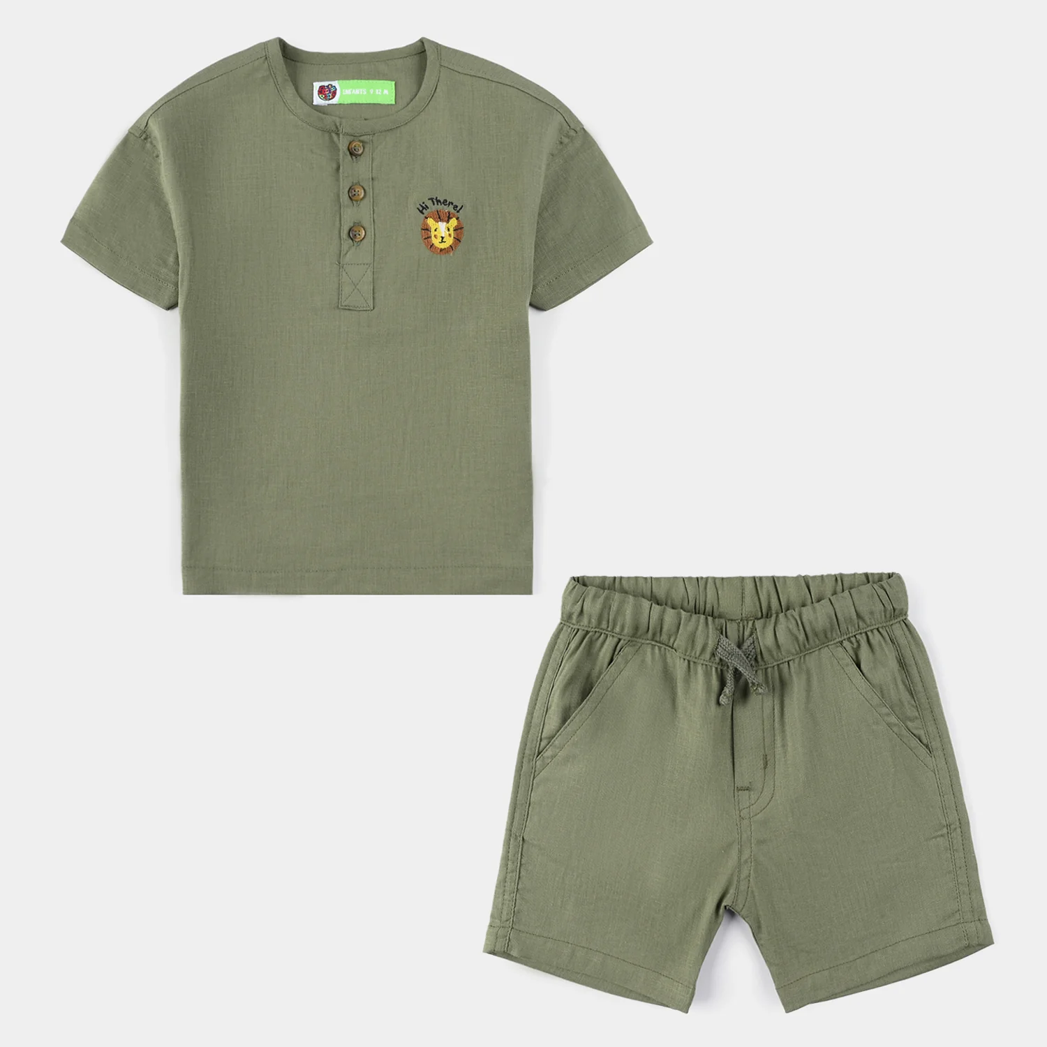 Infant Boys Cotton Woven Suit (Jungle Friend) β Green