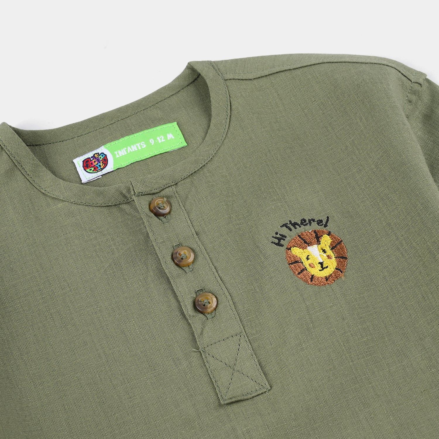 Infant Boys Cotton Woven Suit (Jungle Friend) β Green - Image 3