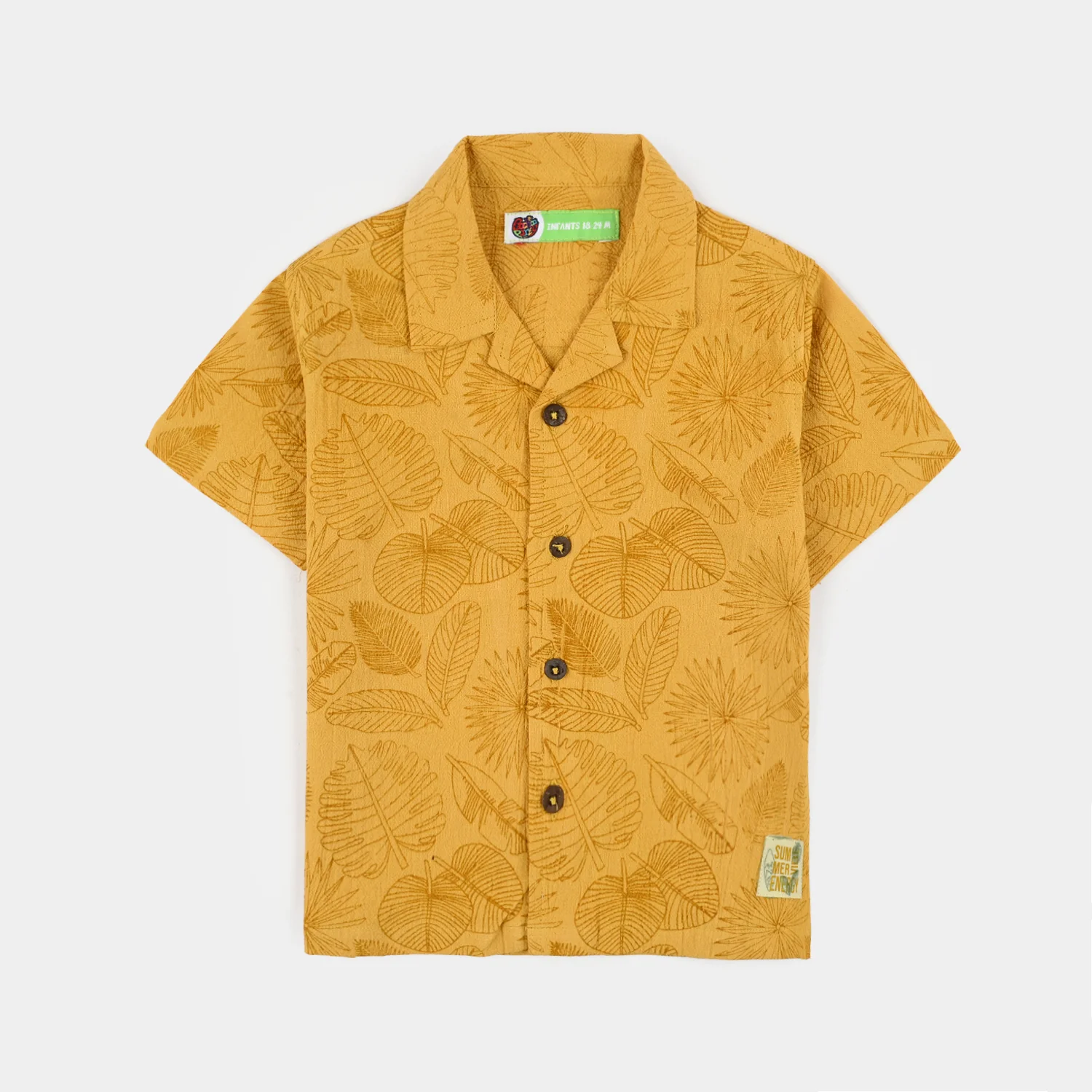 Infant Boys Cotton Woven Suit (Palm Leaves) - Yellow - Image 4