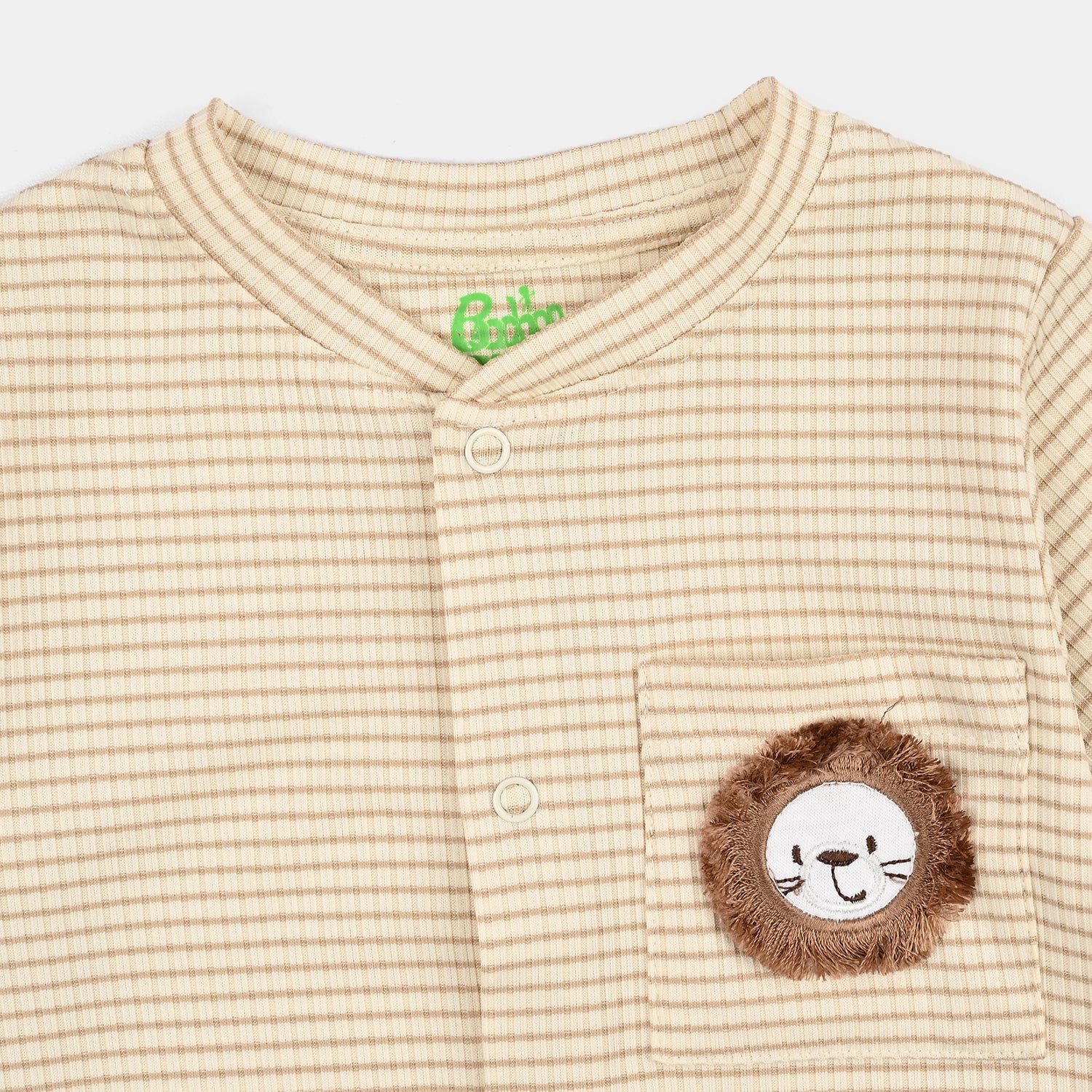Infant Boys Yarn Dyed Fashion Romper Roar Here-BROWN - Image 2