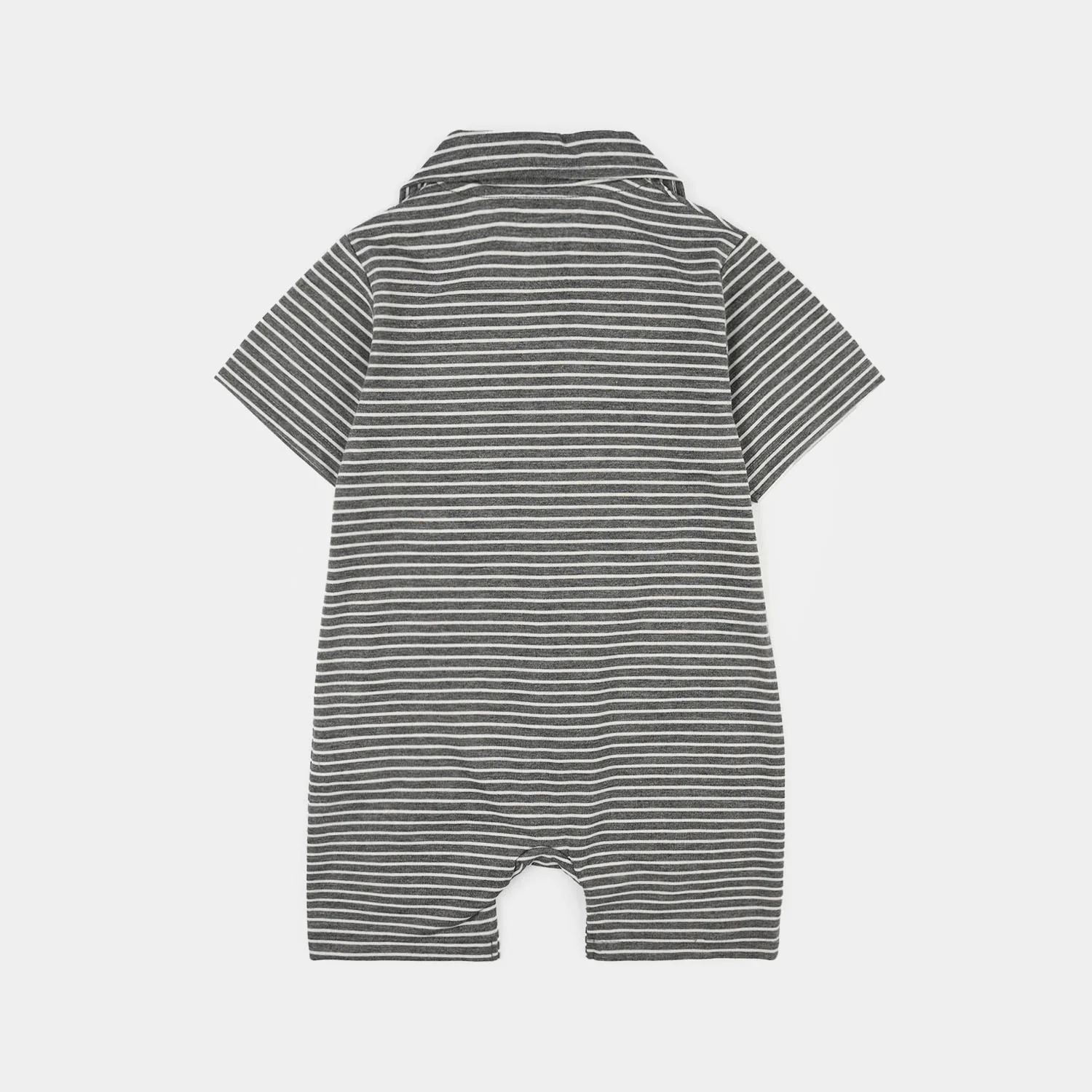 Infant Boys Yarn Dyed Knitted Romper (Daddy's Best Friend) - Black/White Stripes - Image 4