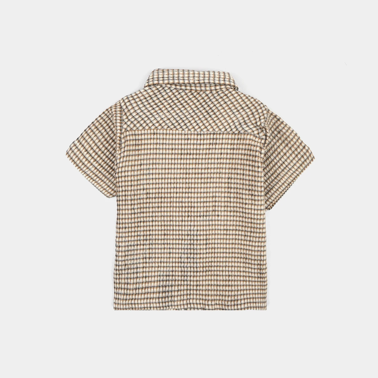 Infant Boys Yarn Dyed Shirt (Character Pocket)-BROWN - Image 4