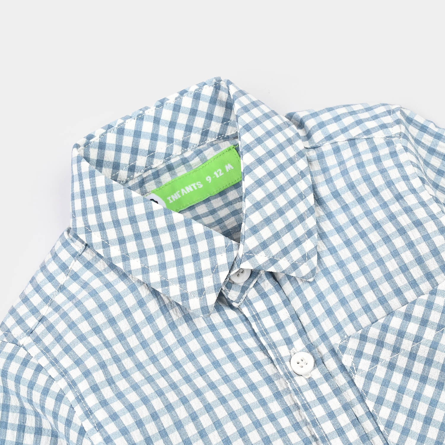 Infant Boys Yarn Dyed Shirt (Coolest) - Blue Check - Image 2