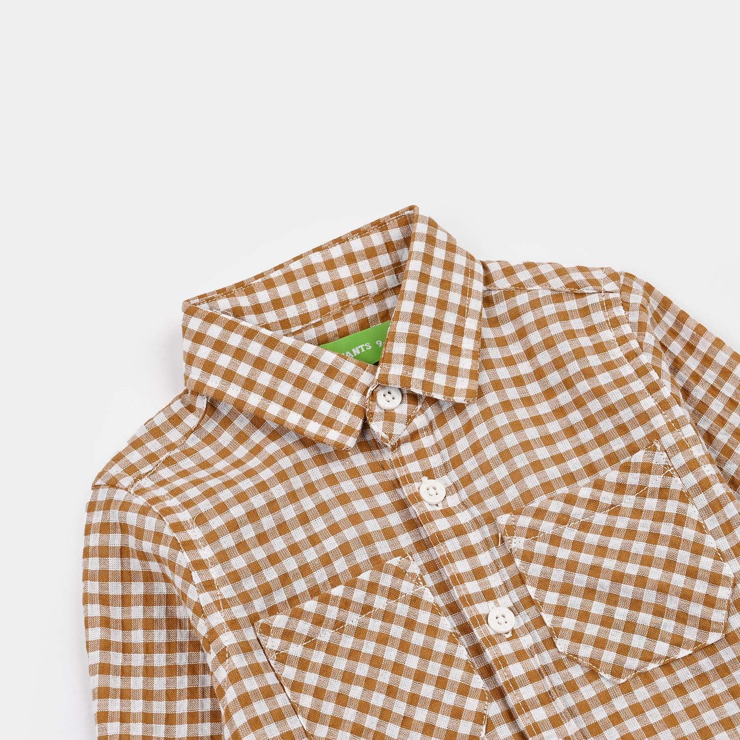 Infant Boys Yarn Dyed Shirt F/S (Full Of Fun)-Light/BROWN - Image 2