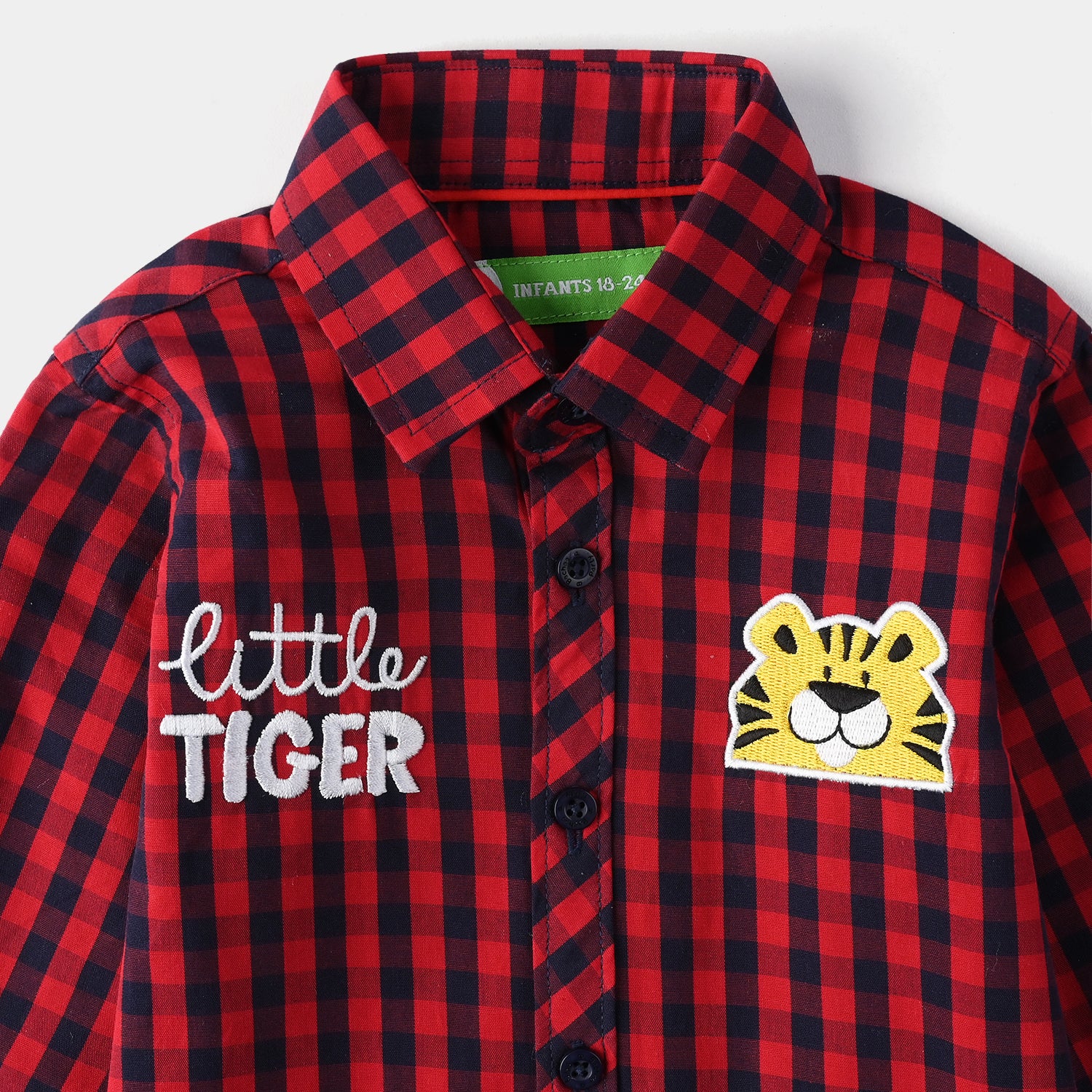 Infant Boys Yarn Dyed Shirt (Little Tiger) - Red - Image 2