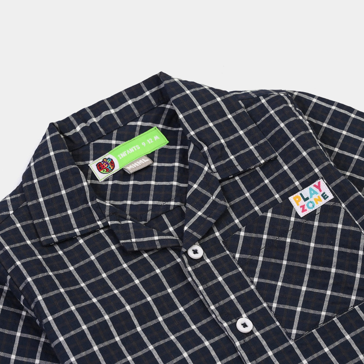 Infant Boys Yarn Dyed Shirt (Play)-Navy.Check - Image 2