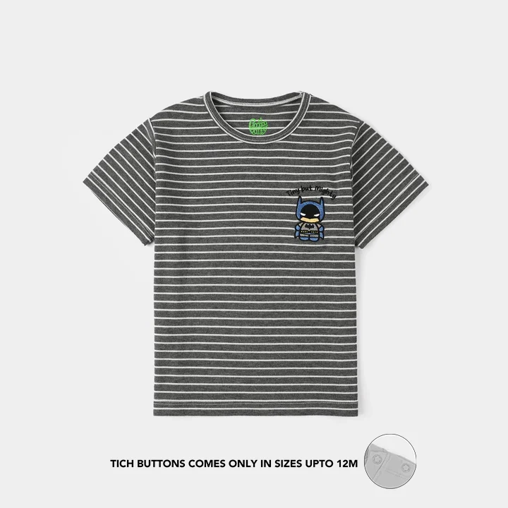 Infant Boys Yarn Dyed T-Shirt (Tiny But Mighty) - Grey