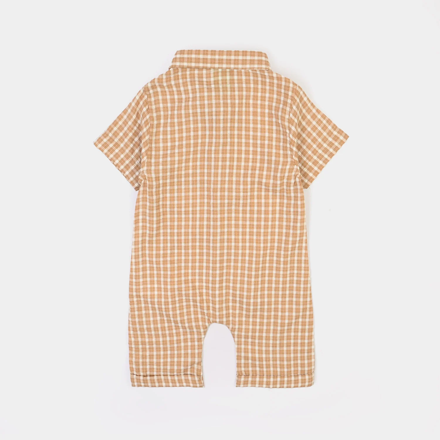 Infant Boys Yarn Dyed Woven Romper-Bear Hug-BROWN - Image 4