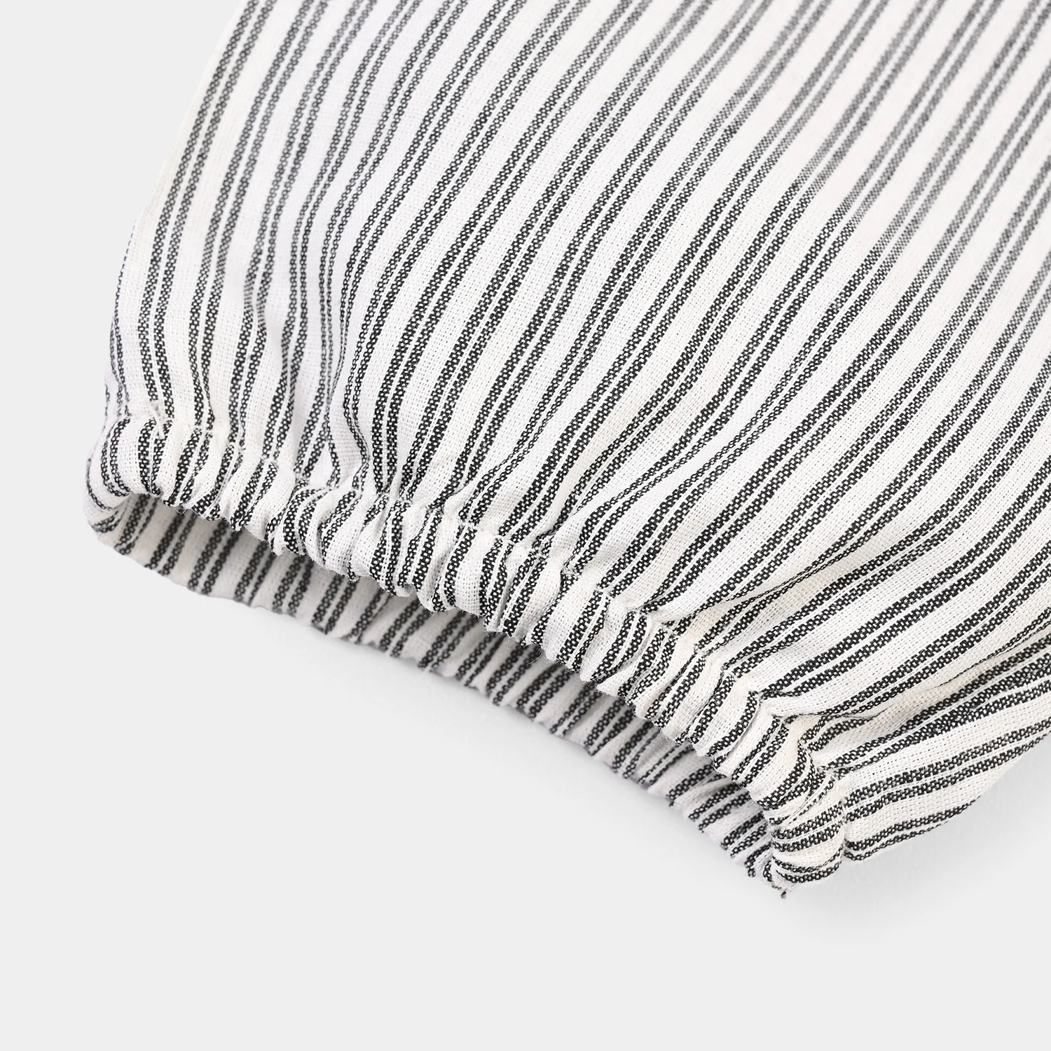 Infant Boys Yarn Dyed Woven Romper-White/Black - Image 4