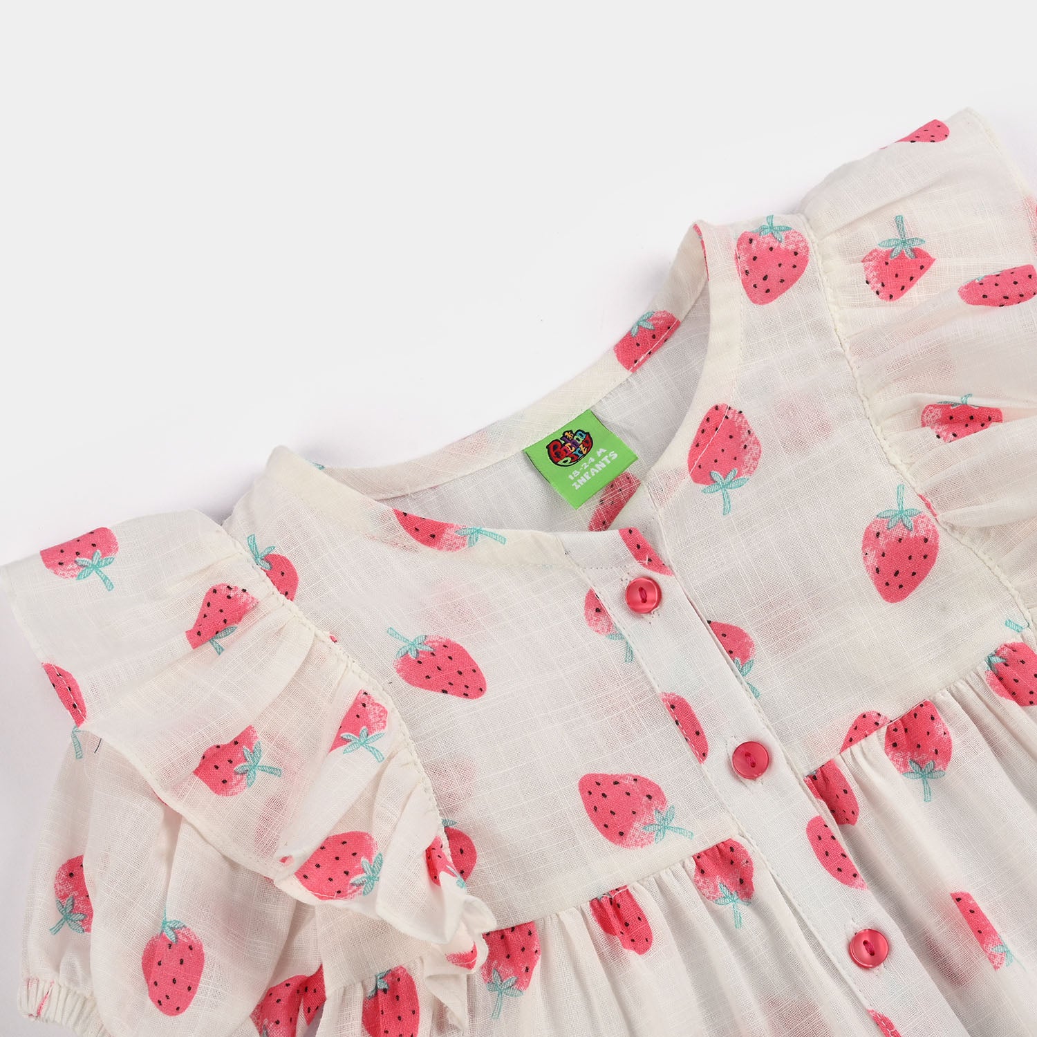 Infant Girls Cotton Slub 2Pc Suit (Strawberry) - White - Image 7