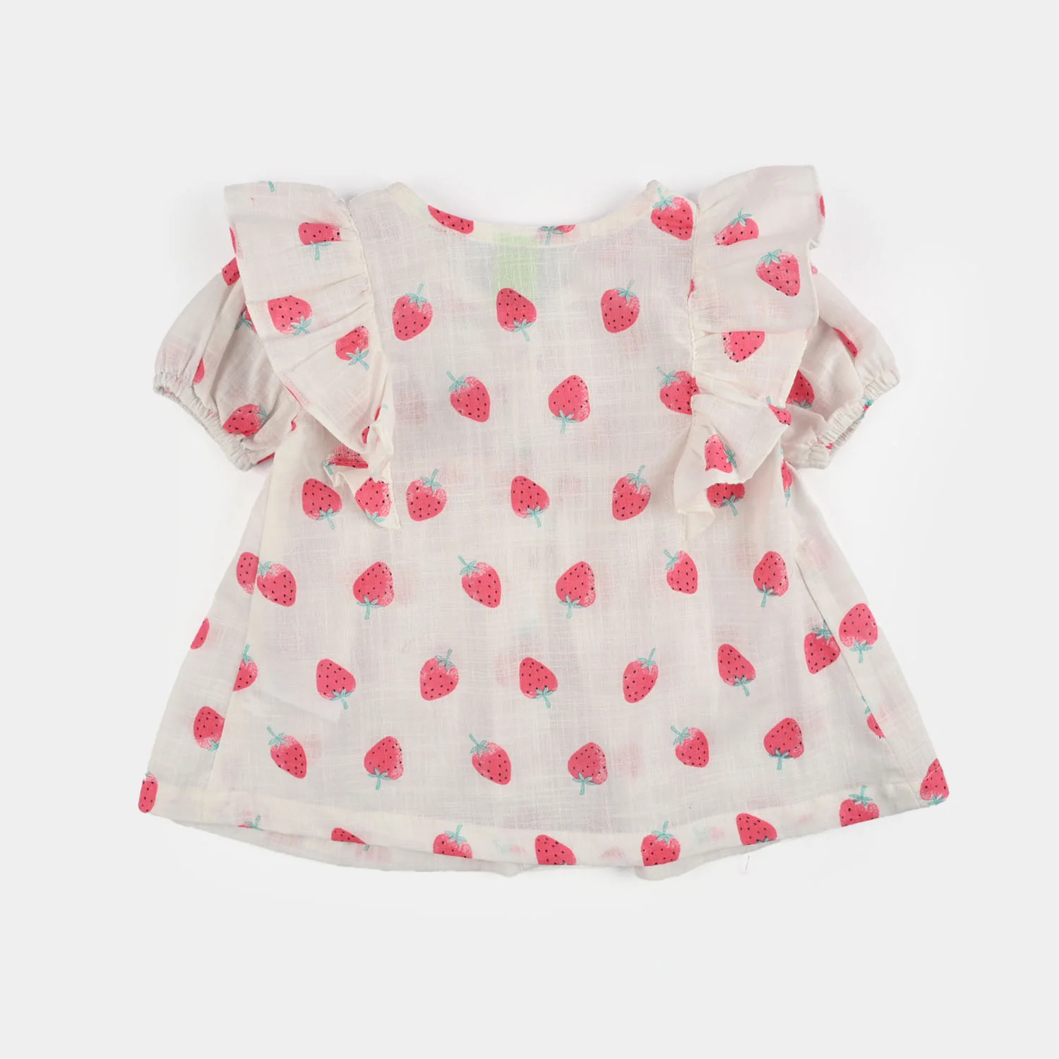 Infant Girls Cotton Slub 2Pc Suit (Strawberry) - White - Image 8