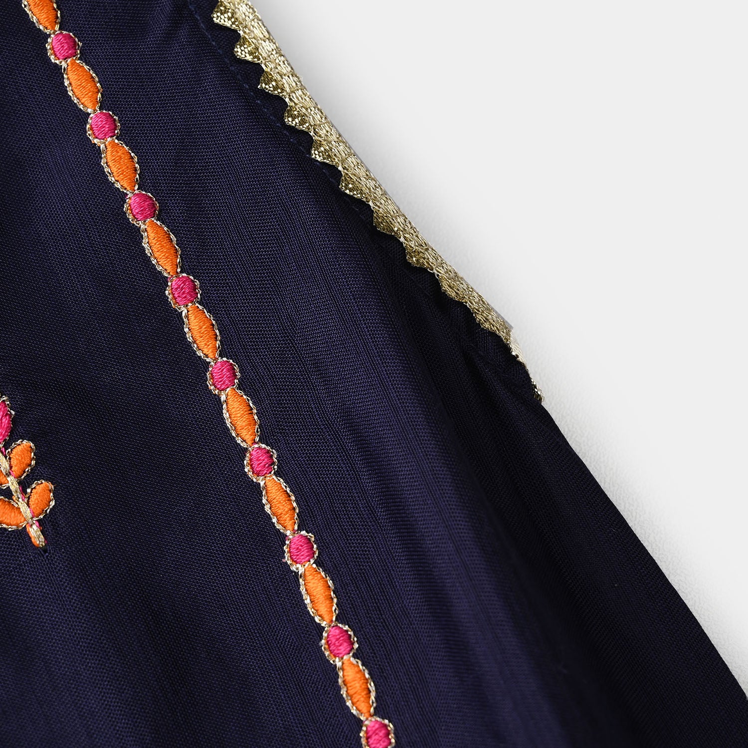 Infant Girls Raw Silk 2Pcs - Navy Blue - Image 3
